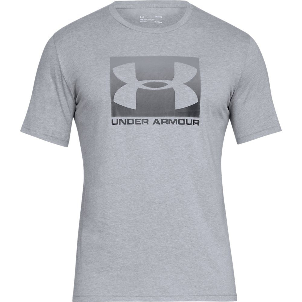 Kurzarmshirt UA BOXED SPORTSTYLE SS-BLK Steel Light Heather / Graphite