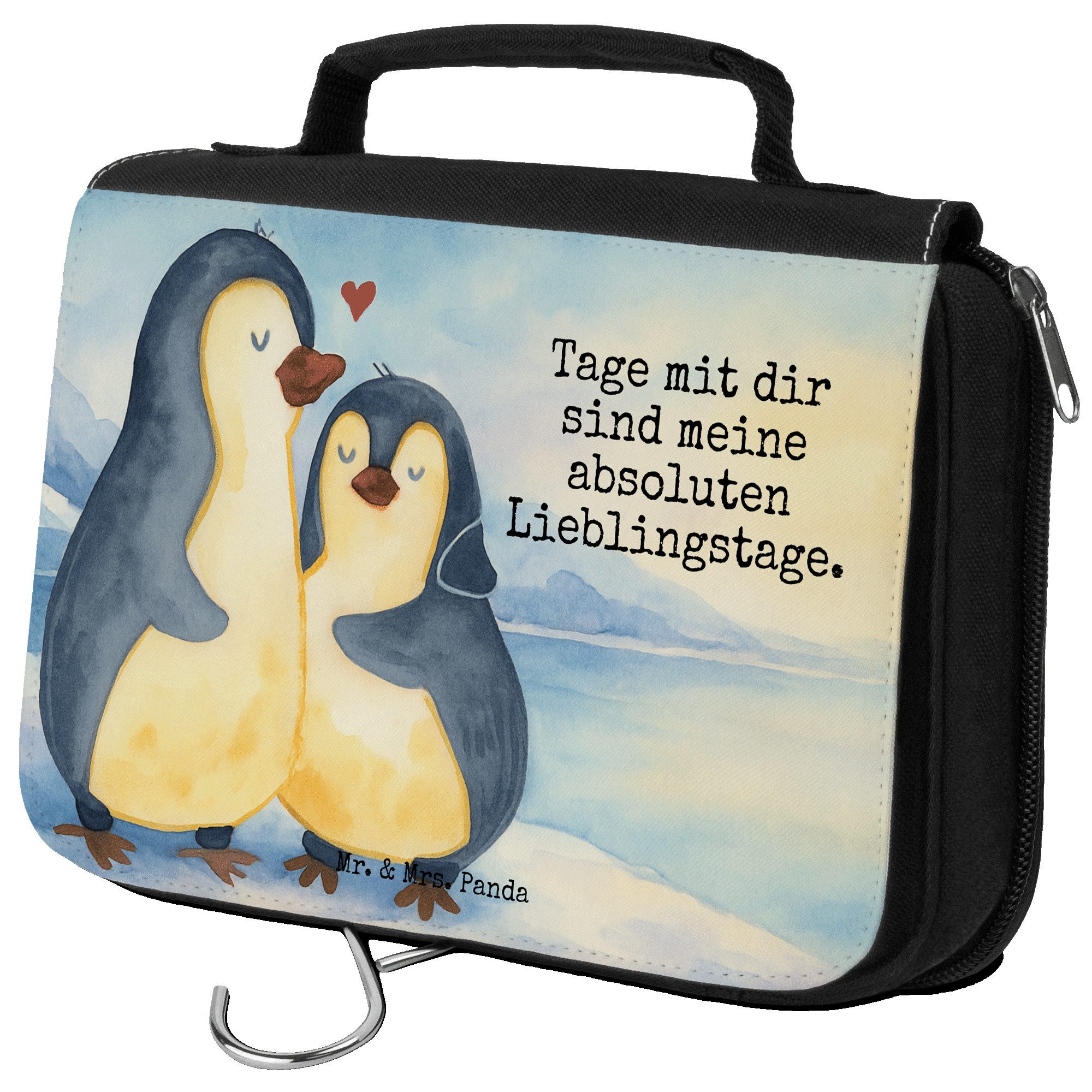 Kulturbeutel Pinguin umarmen Design, badtasche, Weiß, Kulturtasche, Kosmetikbeutel