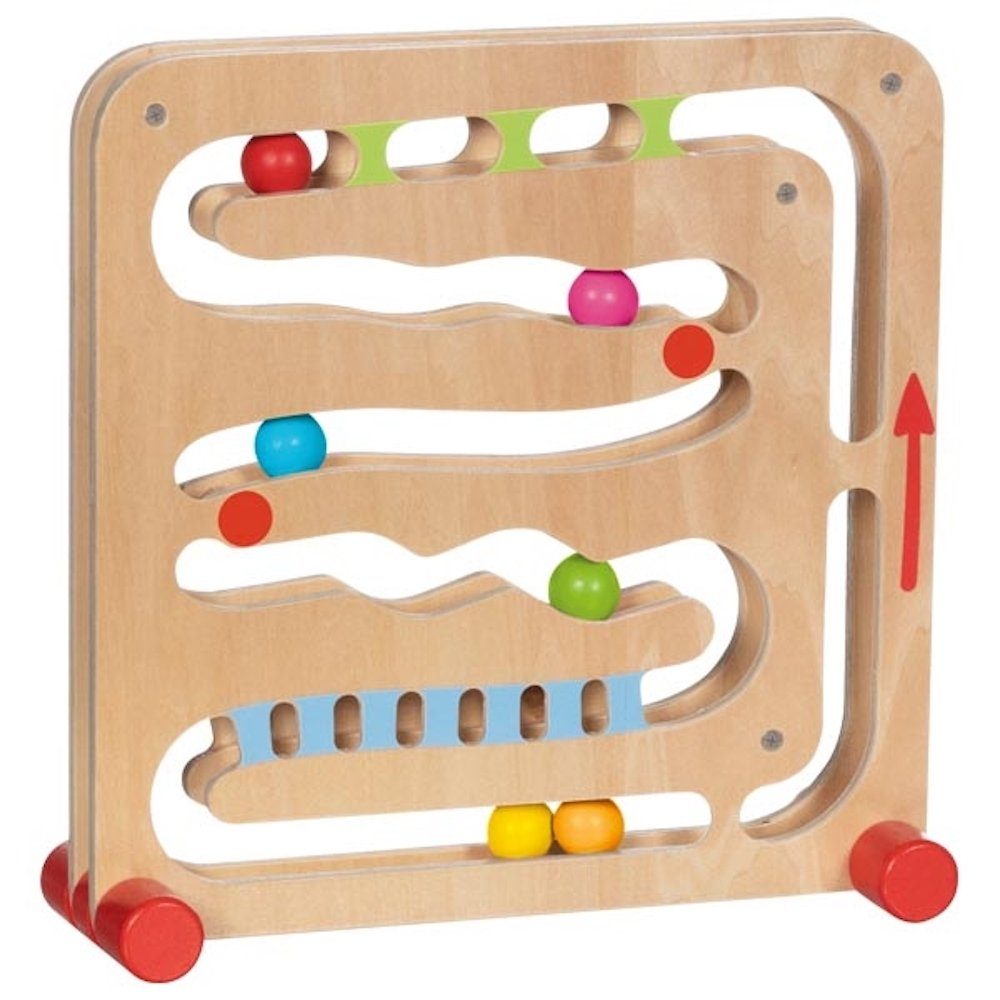 goki Kugelbahn Kugelbahn Holzkugelbahn mit 6 bunten Kugeln ab 2 Jahre, (Set, 1-tlg., 1), Made in China