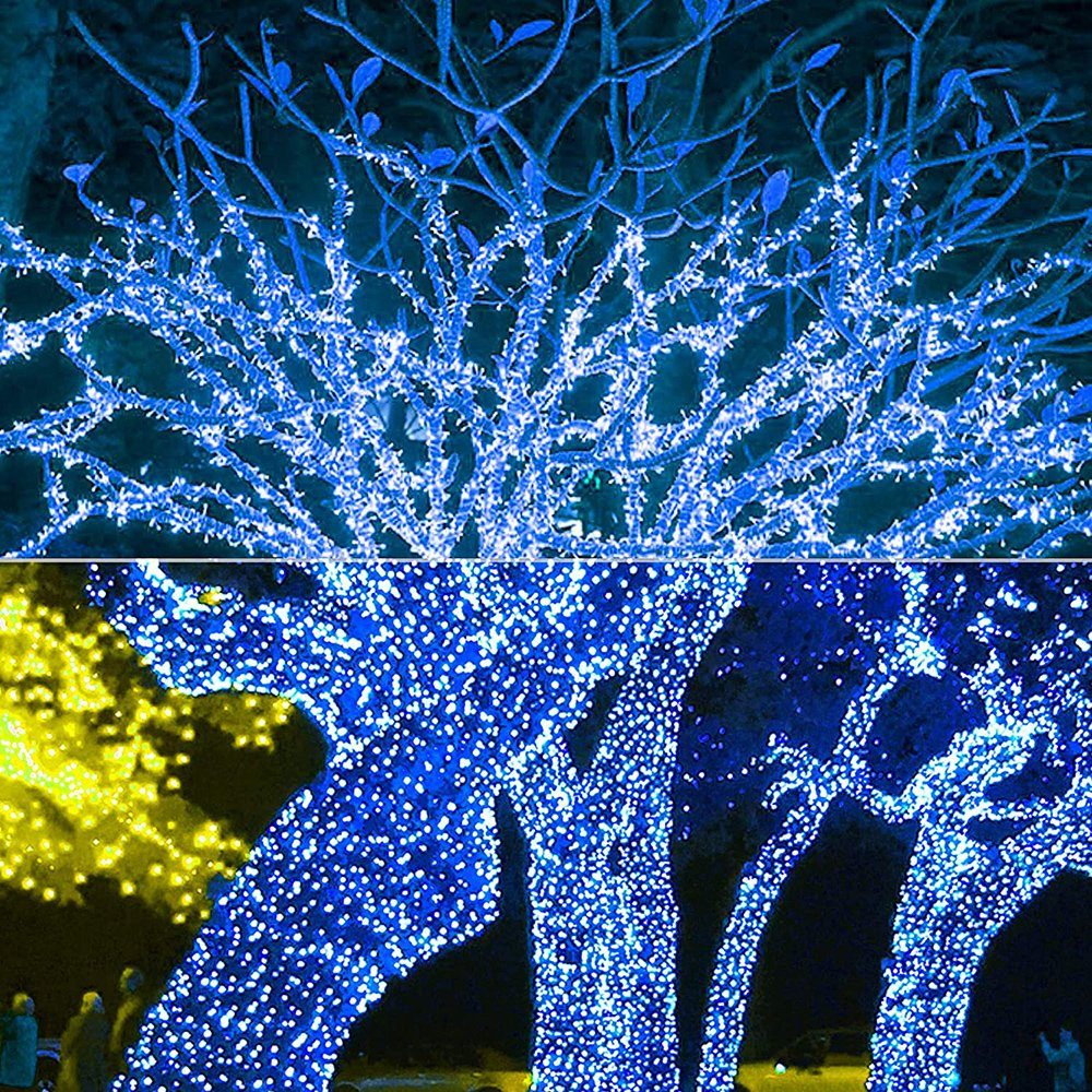 LED-Lichterkette 7/12M, wasserdicht, Timer; Weihnachten Blau Fernbedienung;Geburtstag USB, Modi, Korridor Rosnek Hochzeit dimmbar, für Terrasse, 8