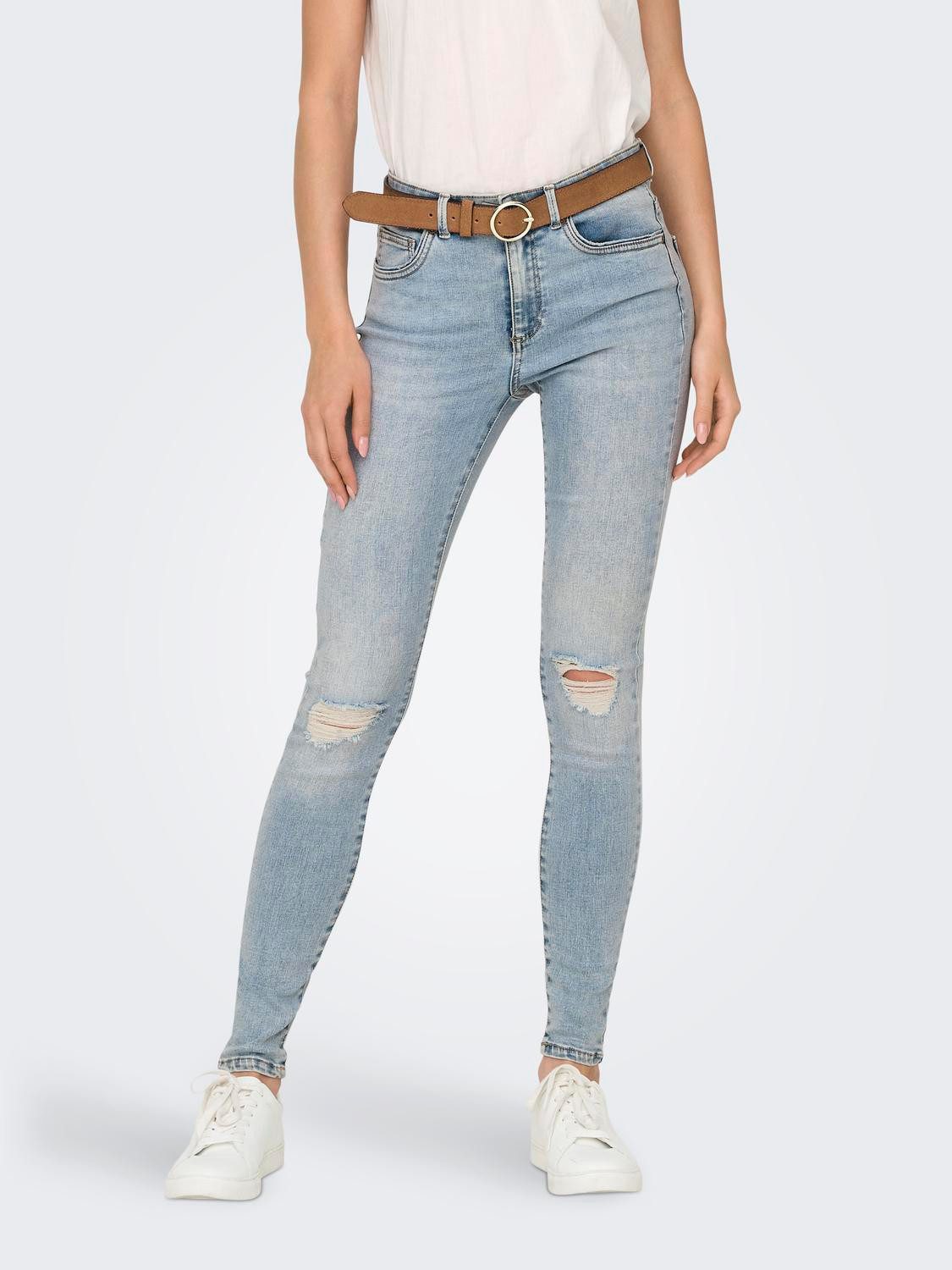 ONLY Skinny-fit-Jeans ONLWAUW MID WAIST KNEE DES PIM mit Destroyed Effekt