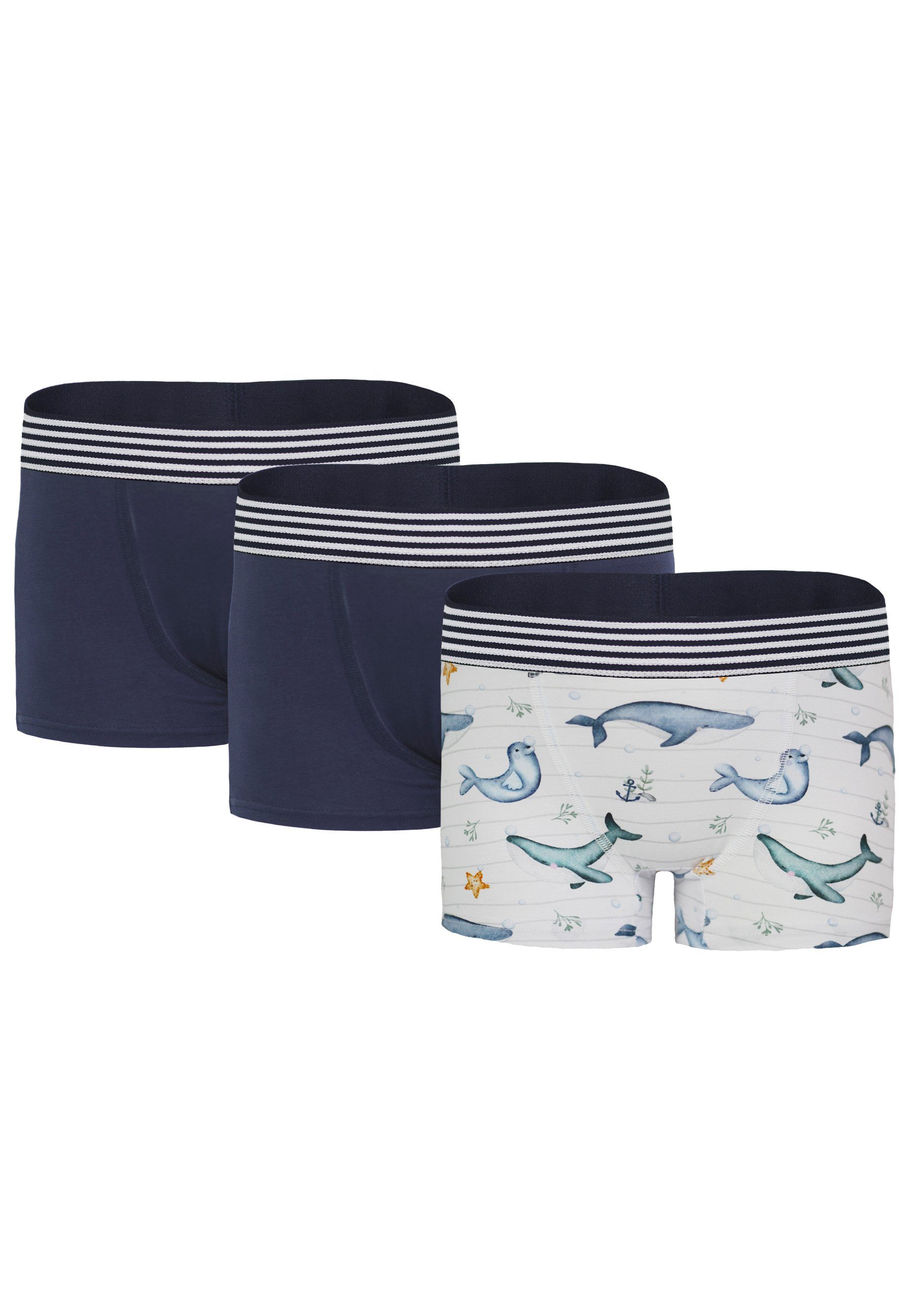 3er Boxershorts (3er Boxershorts elastische -Pack) Jungen, maritim Weicher Bund, Pack Passform CARBURANT für