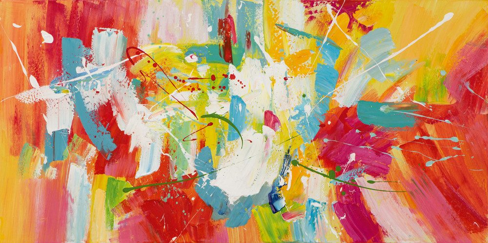 ArtUniverse Gemälde Leinwandbild Buntes Farbspektakel 60 x 120 cm, Abstrakt