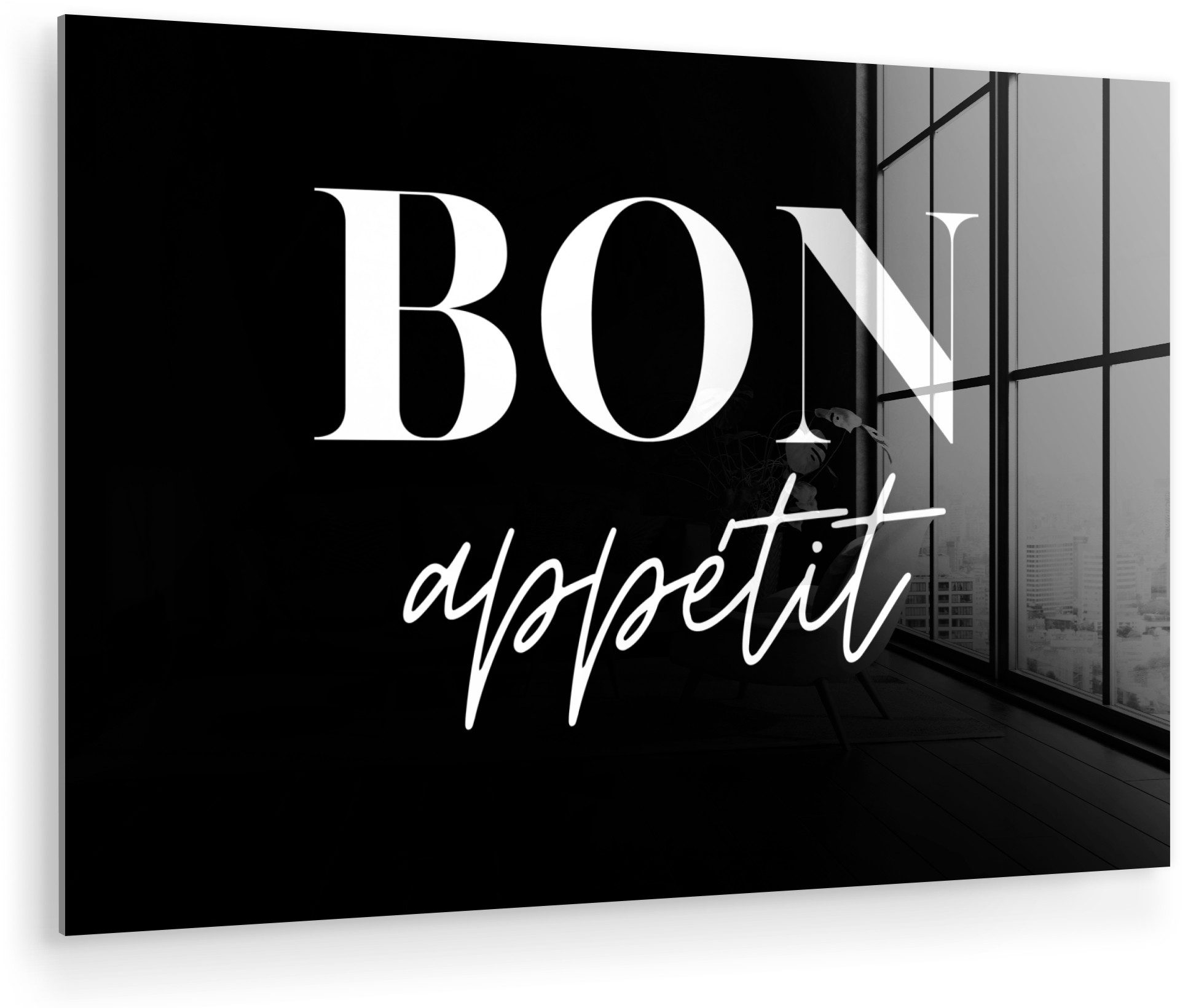 MuchoWow Acrylglasbild Guten Appetit - Zitat - Schwarz - Zitat, Inkl. Aufhä günstig online kaufen