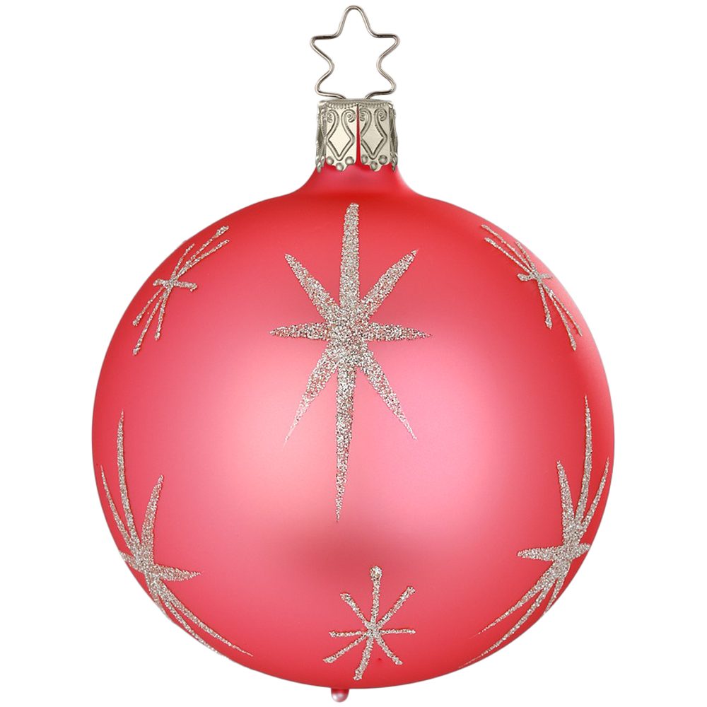 INGE-GLAS® Weihnachtsbaumkugel Christbaumkugel Sternentanz pfingstrose matt Ø 8cm (1 St), mundgeblasen, handbemalt