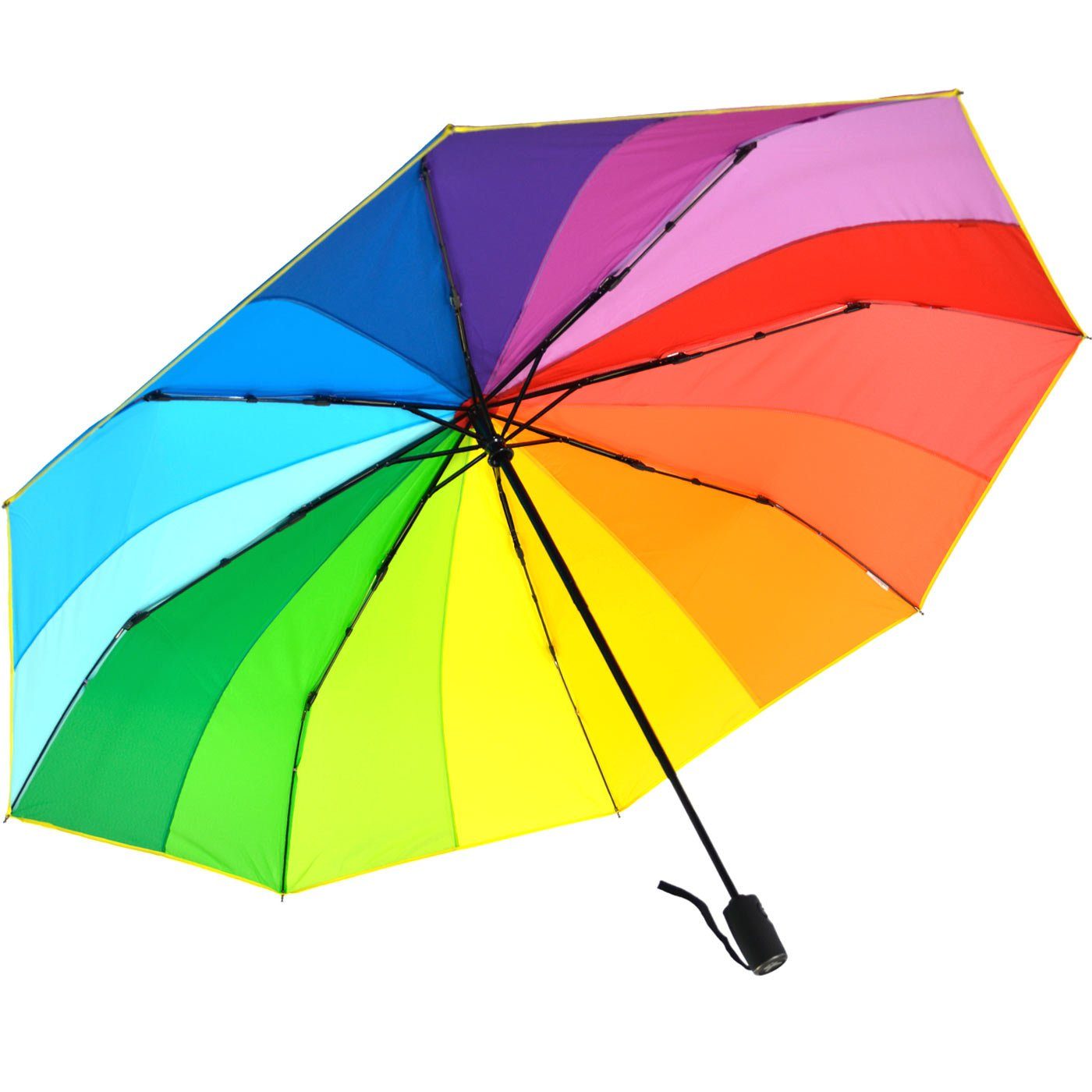 Trekking-Schirm Taschenregenschirm Automatik, XXL Regenbogen iX-brella 16-Farben riesig