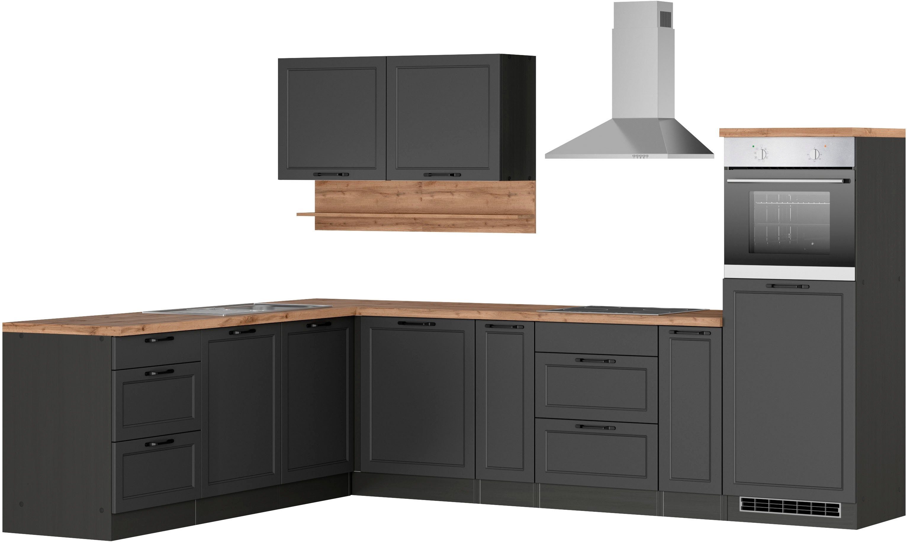 KOCHSTATION Winkelküche KS-Lana, Stellbreite 240/300 cm, wahlweise mit E-Geräten