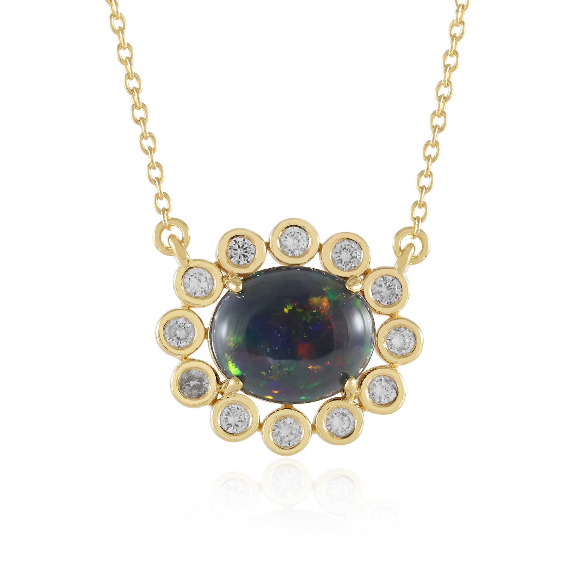 Cavill Silberkette Cavill 925 Sterlingsilber Halskette, 1,78 ct Opal, Zirkonia, Blüte (1-tlg)