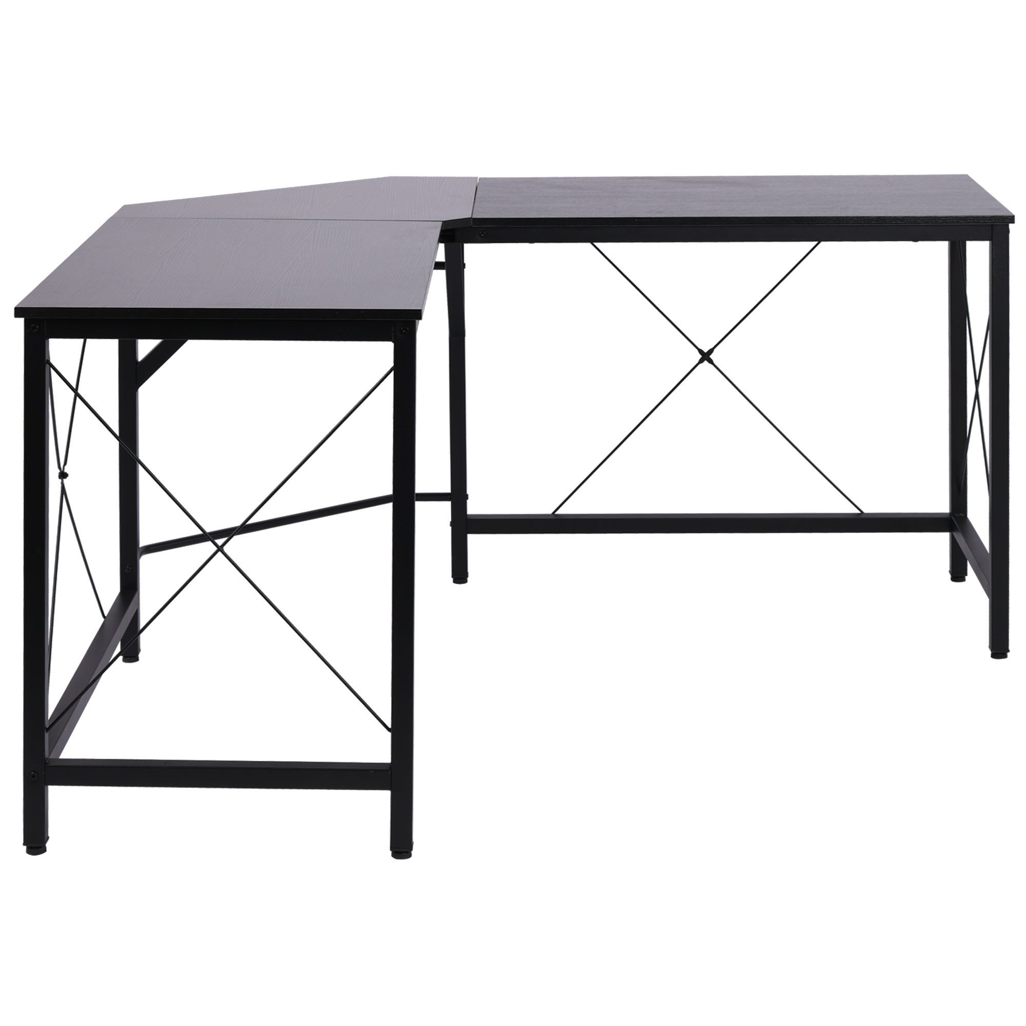 MC Star Computertisch L-Form Eckschreibtisch 150x150x76cm MDF Schwarz (moderner Winkelschreibtisch für Büro & Home Office)