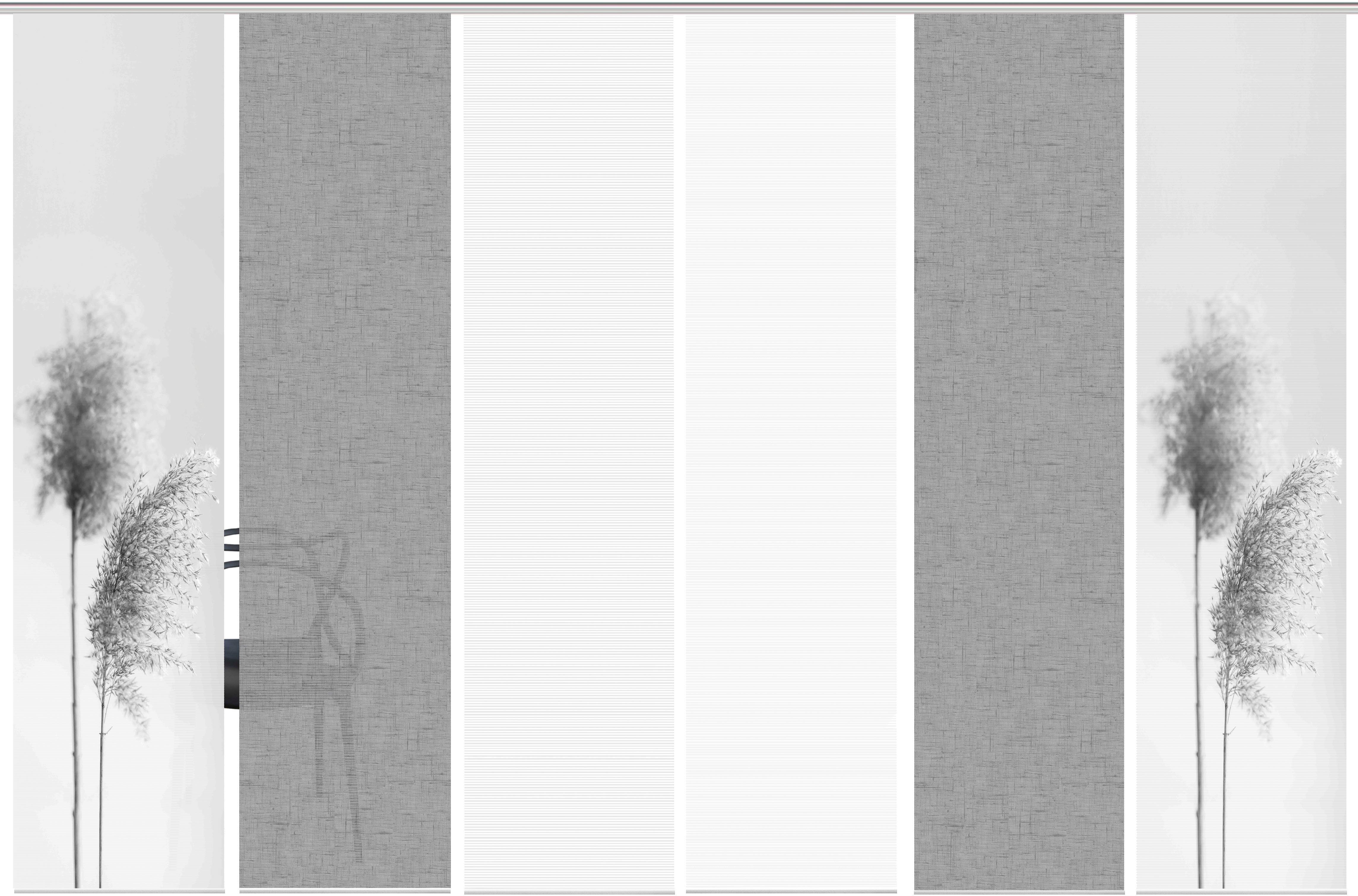 Vision S Schiebegardine IRLOS 6er SET (6 St), Paneelwagen, halbtransparent, Schiebevorhang Digidruck 6er Set IRLOS