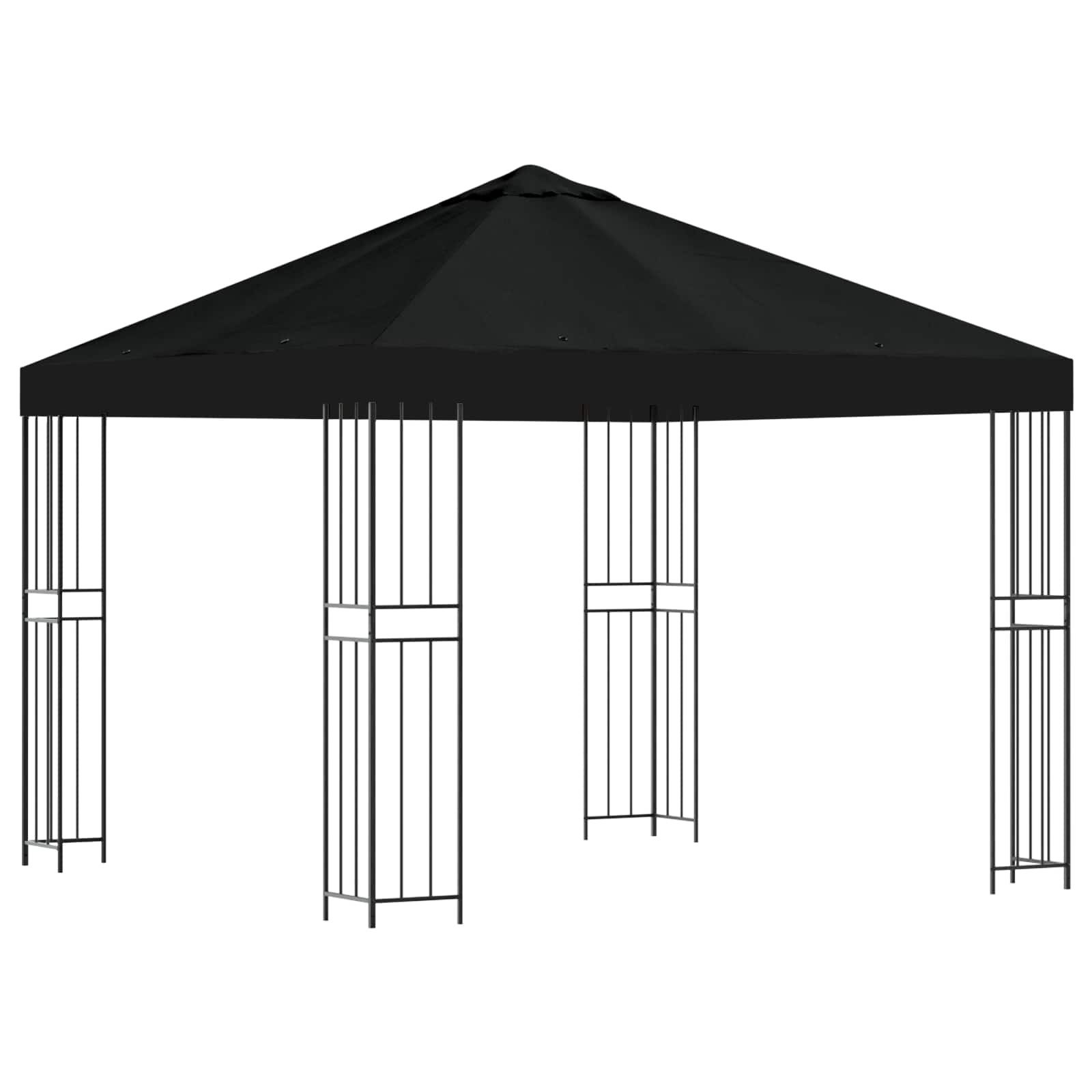 vidaXL Partyzelt Pavillon 3 x 3 m Schwarz Polyester und Stahl 190 gsm