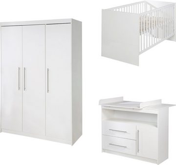 roba® Babyzimmer-Komplettset Maren, (Set, Babybett 70x140 cm, Wickelkommode & Kleiderschrank 3-türig), breite Wickelkommode - Gitterbett: umbaubar, höhenverstellbar