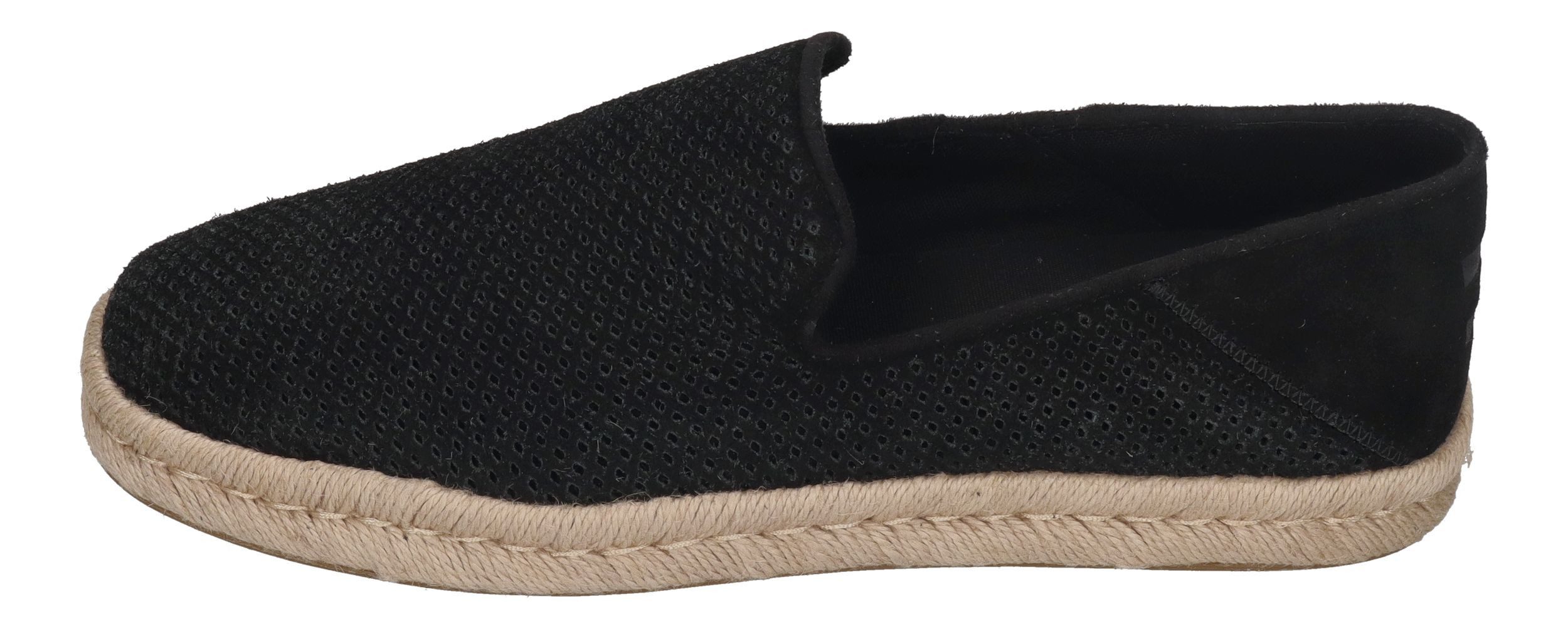 TOMS SANTIAGO Espadrille Black Diamond Perforated Suede