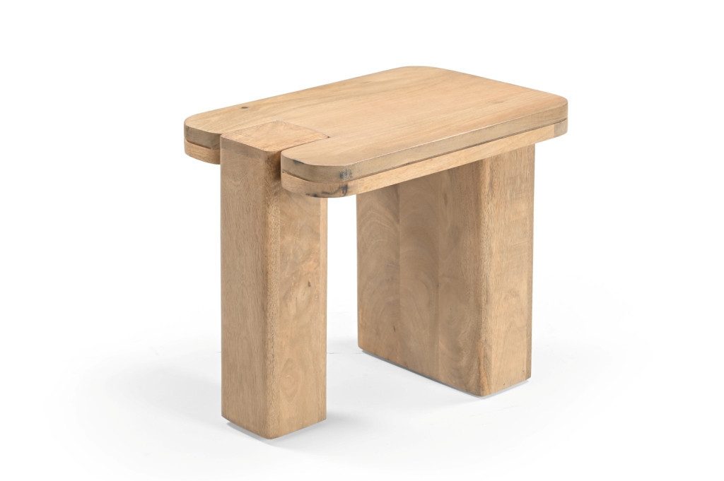 Gall&Zick Beistelltisch Moderner Hocker, Beistelltisch aus Mangoholz, Sitzhocker aus Holz