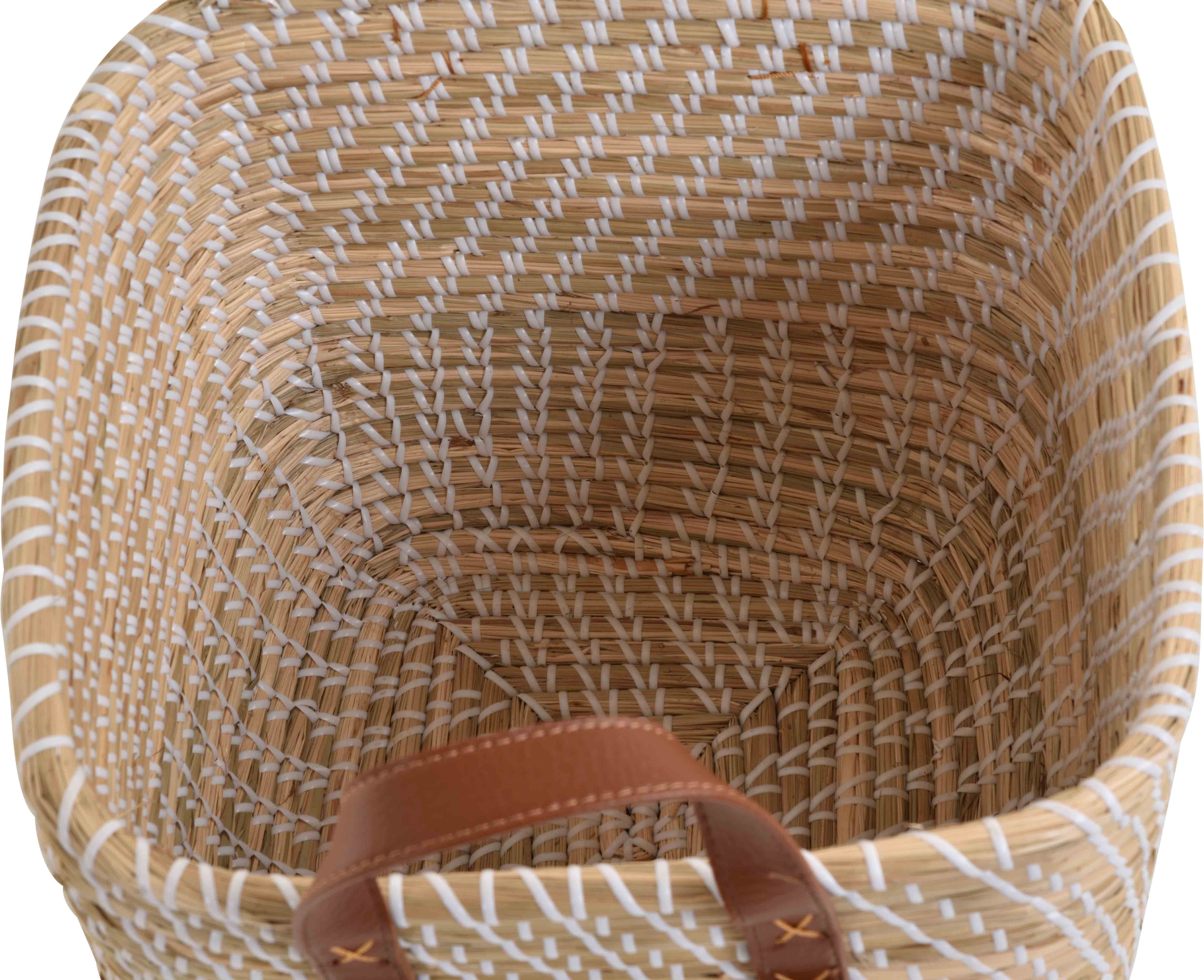 Krines Home Aufbewahrungskorb Set/2 Handgearbeiteter Seegras Dekokorb zur Aufbewahrung Flechtkorb (2 St., 2er-Set), Korb Natur mit weißen Wicklungen Hell Natur Quadratisch
