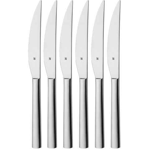 WMF Steakmesser Nuova (6 Stück), solide Monobloc Steakmesser
