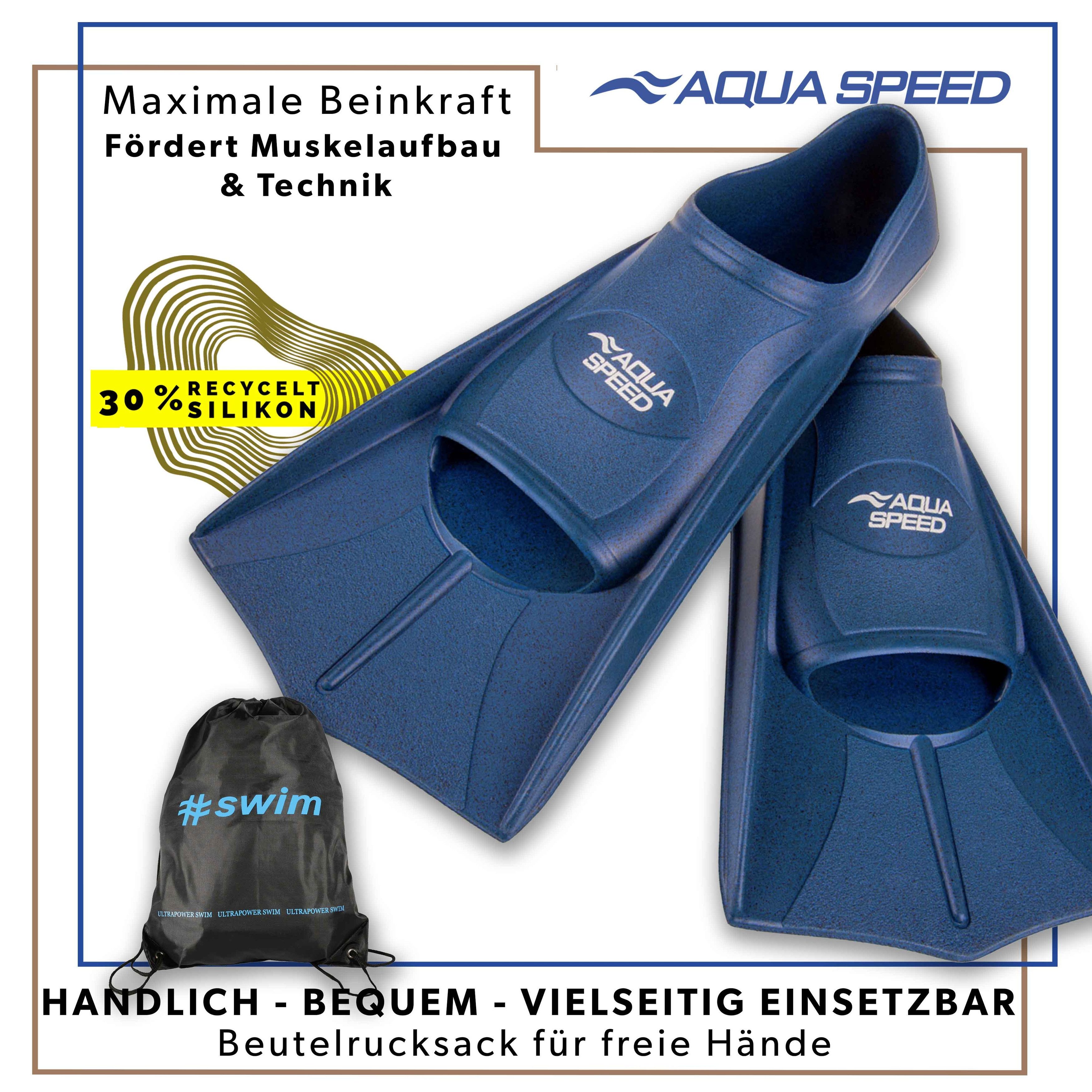 Aqua Speed Flosse Kurze Schwimmflossen Silikon teils recycelt Perfekt fürs Training, Effektive Beinmuskulatur-Stärkung für alle Schwimmstile