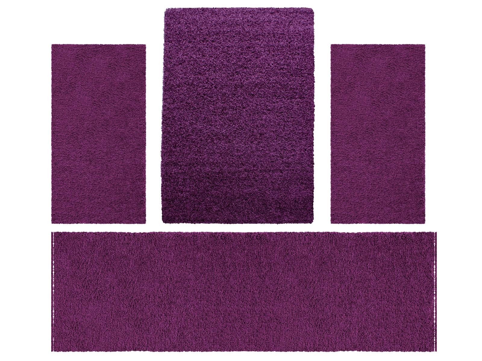 Villa Möbel Hochflor-Bettumrandung Unicolor - Einfarbig, Höhe 30 mm, (4-tlg), Einfarbig Shaggy Teppich Wohnzimmer Langflor versch. farben und größen