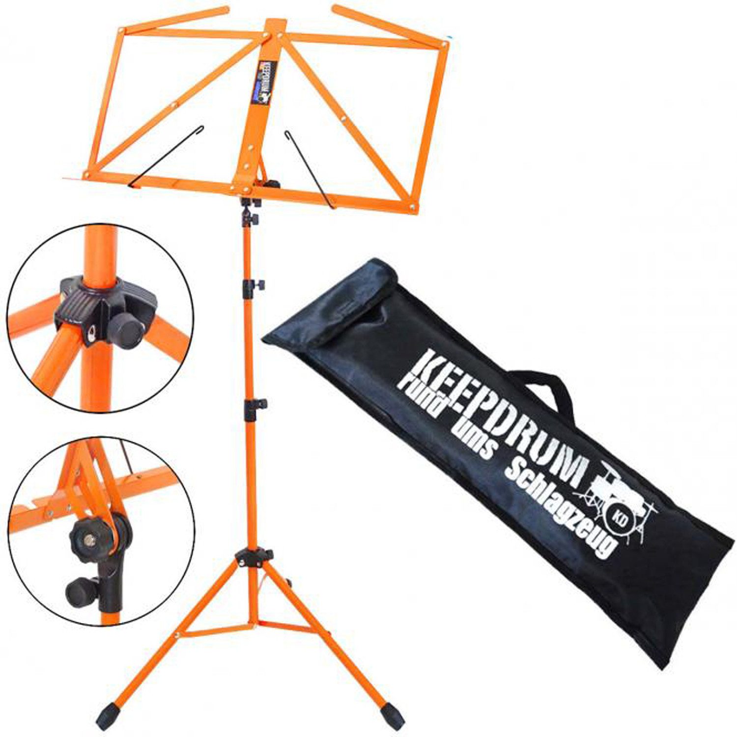 keepdrum Notenpult keepdrum MUS3OR Notenständer Orange mit Tasche, Vorteils-Set