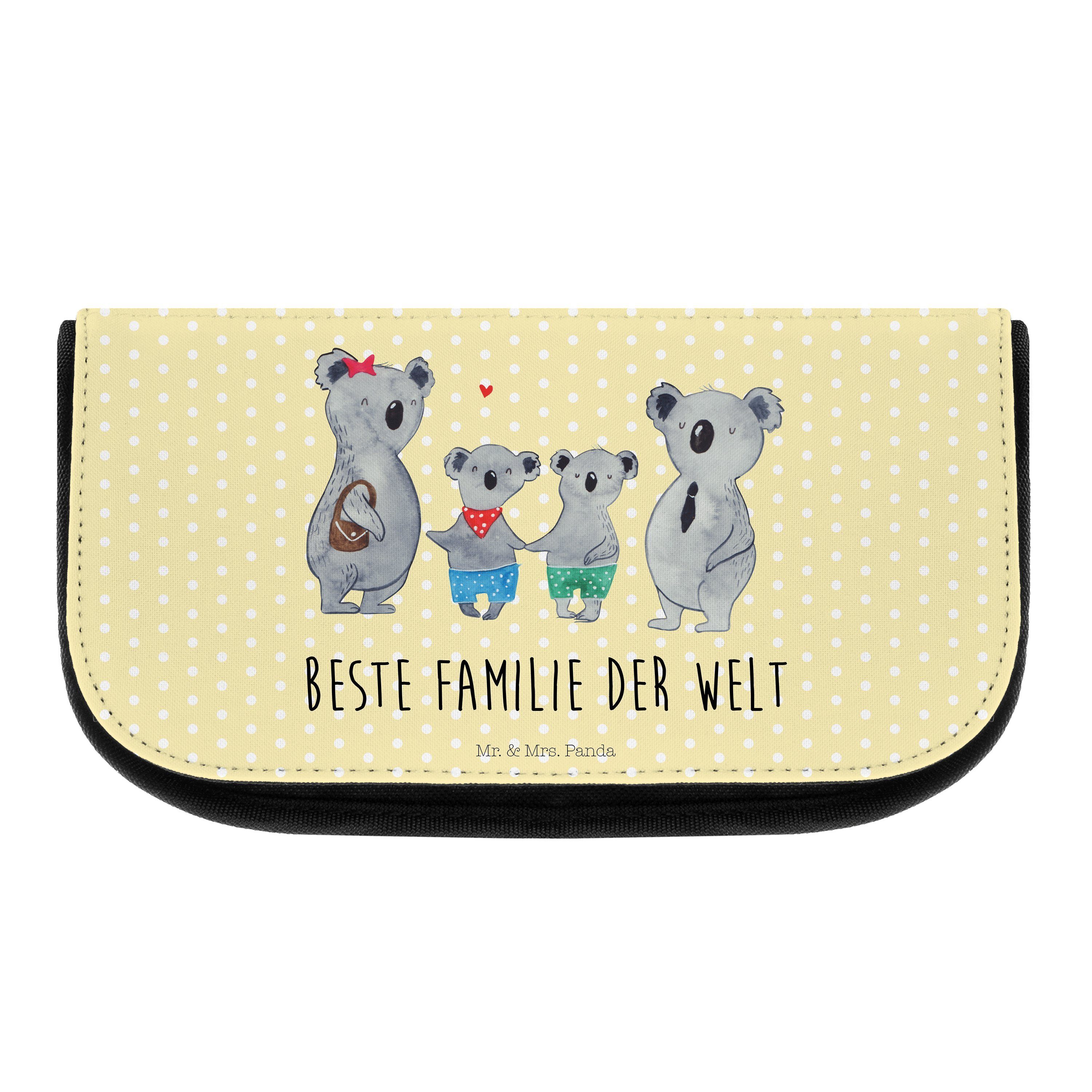 Mr. & Mrs. Panda Kosmetiktasche Koala Familie zwei - Gelb Pastell - Geschenk, beste Familie, Kosmetik (1-tlg)