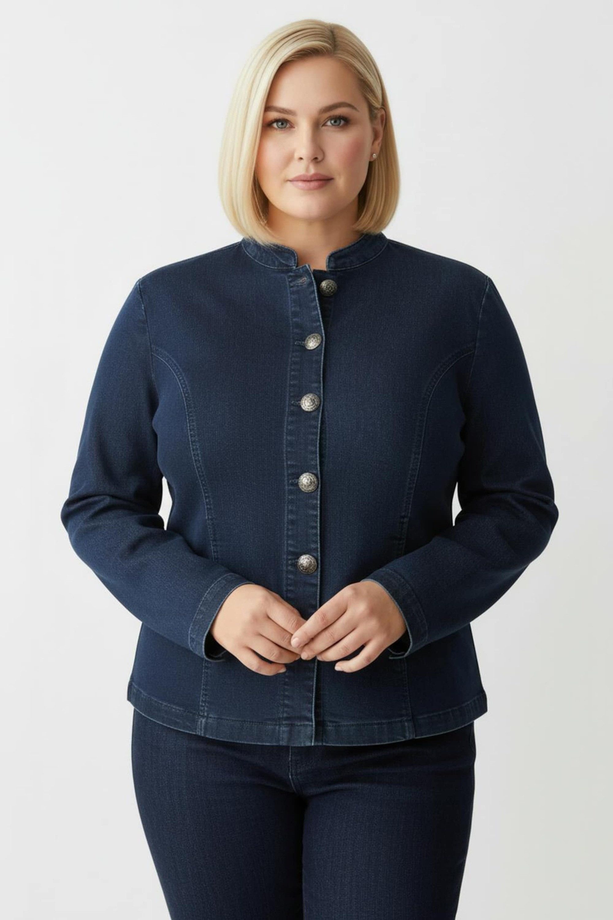 Sieh an! Blusenblazer Jeans-Blazer Langarm