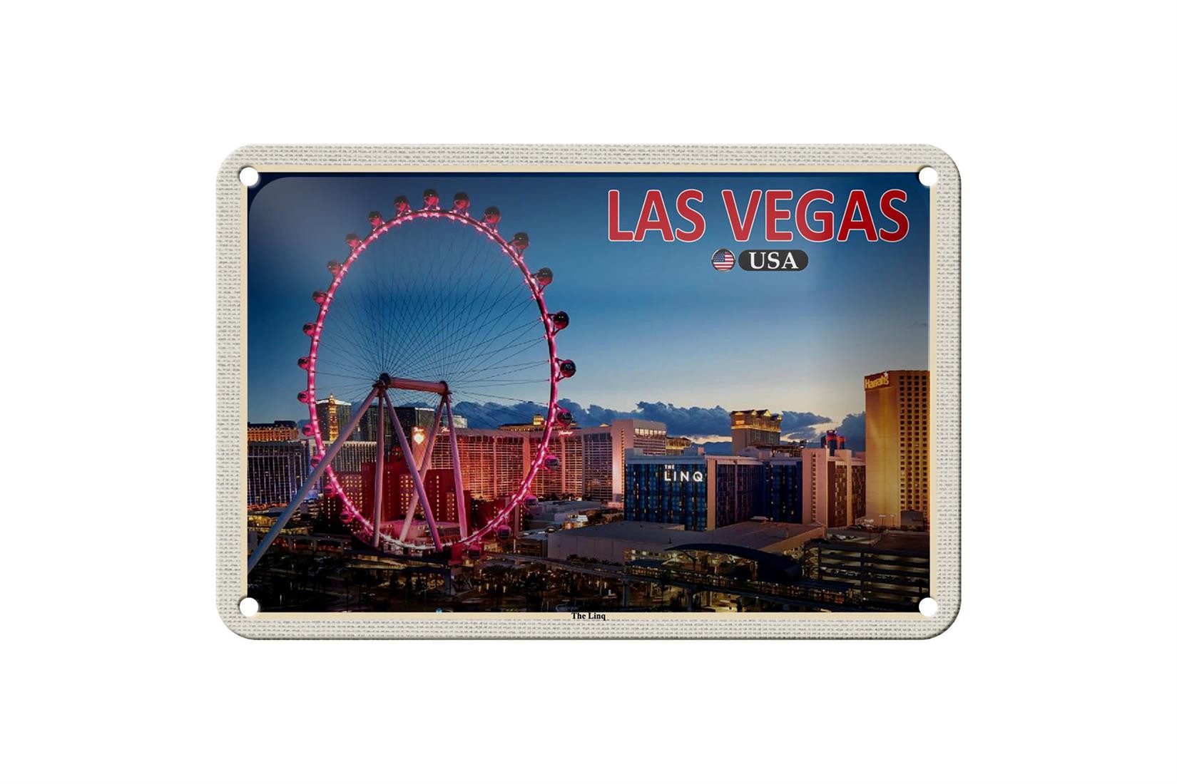 Metallschild Reise 18x12cm Las Vegas USA The Linq Riesenrad Schild