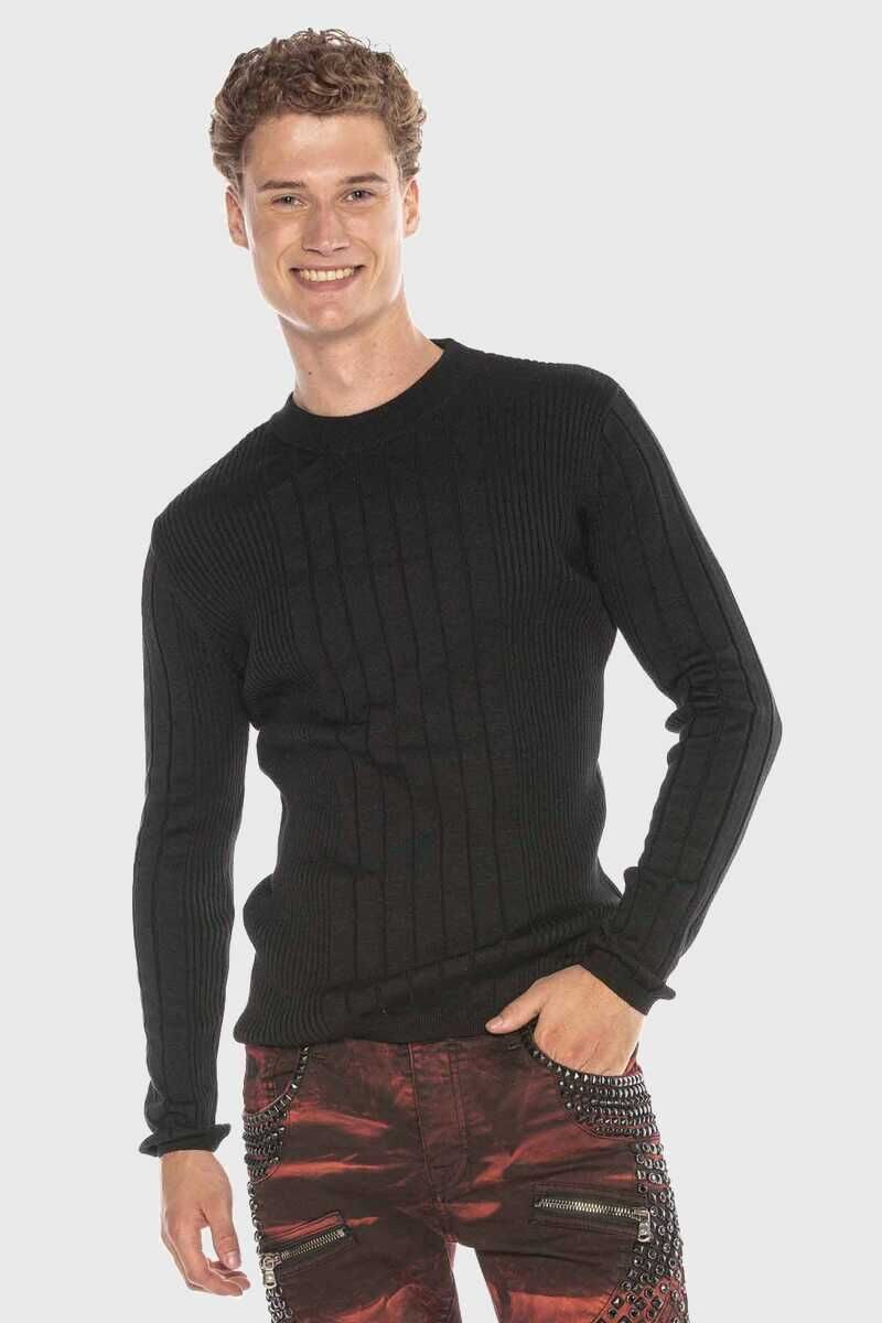 Cipo & Baxx Rundhalspullover Pullover (1-tlg) Langsstreifenmuster