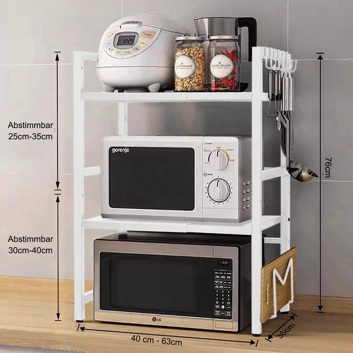 SURFOU Standregal Mikrowellen Regal 3-stufiges Mikrowellenständer Erweiterb günstig online kaufen