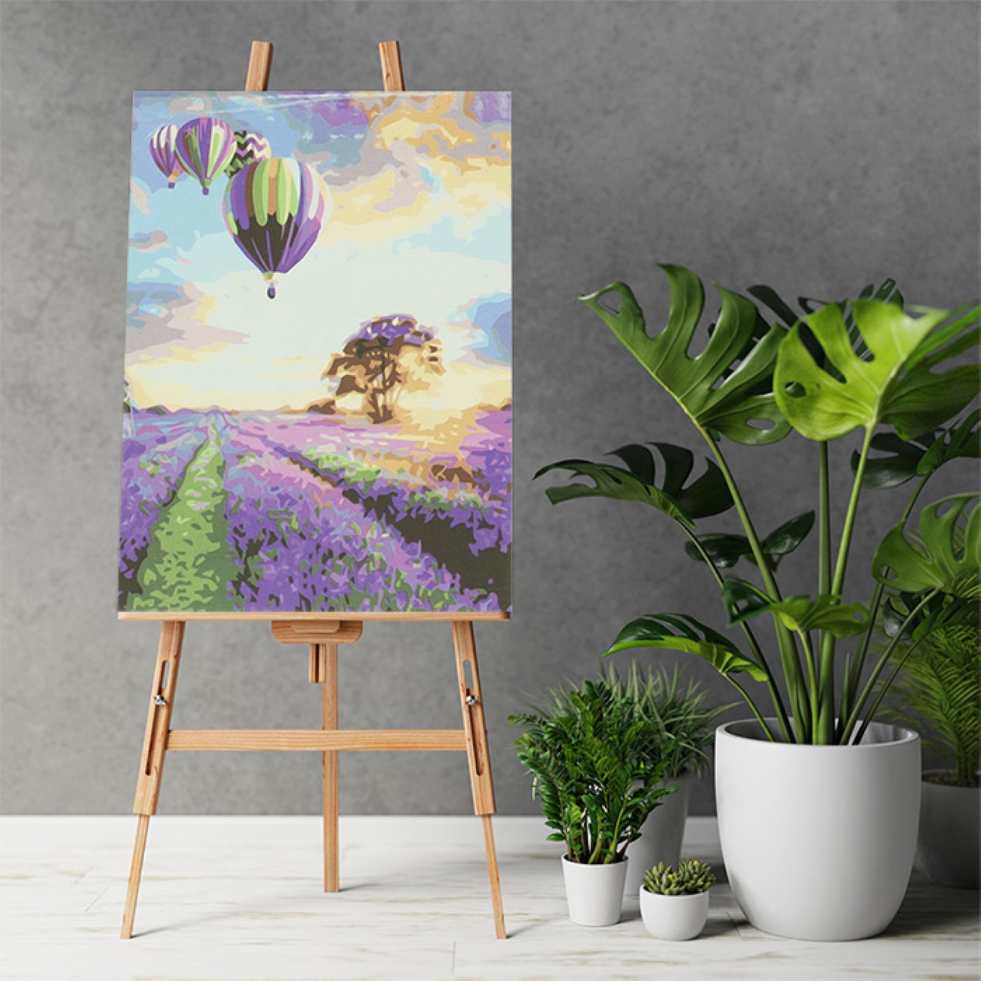 Ikonka Malen nach Zahlen Malen nach Zahlen Set Blumenwiese- Lavendelfeld auf Leinwand (Malen nach Zahlen auf Leinwand Set, 1x Malen nach Zahlen auf Leinwand Komplett-set), Hochwertiges Lavendelfeld-Malen-nach-Zahlen: Einfach 40x50cm