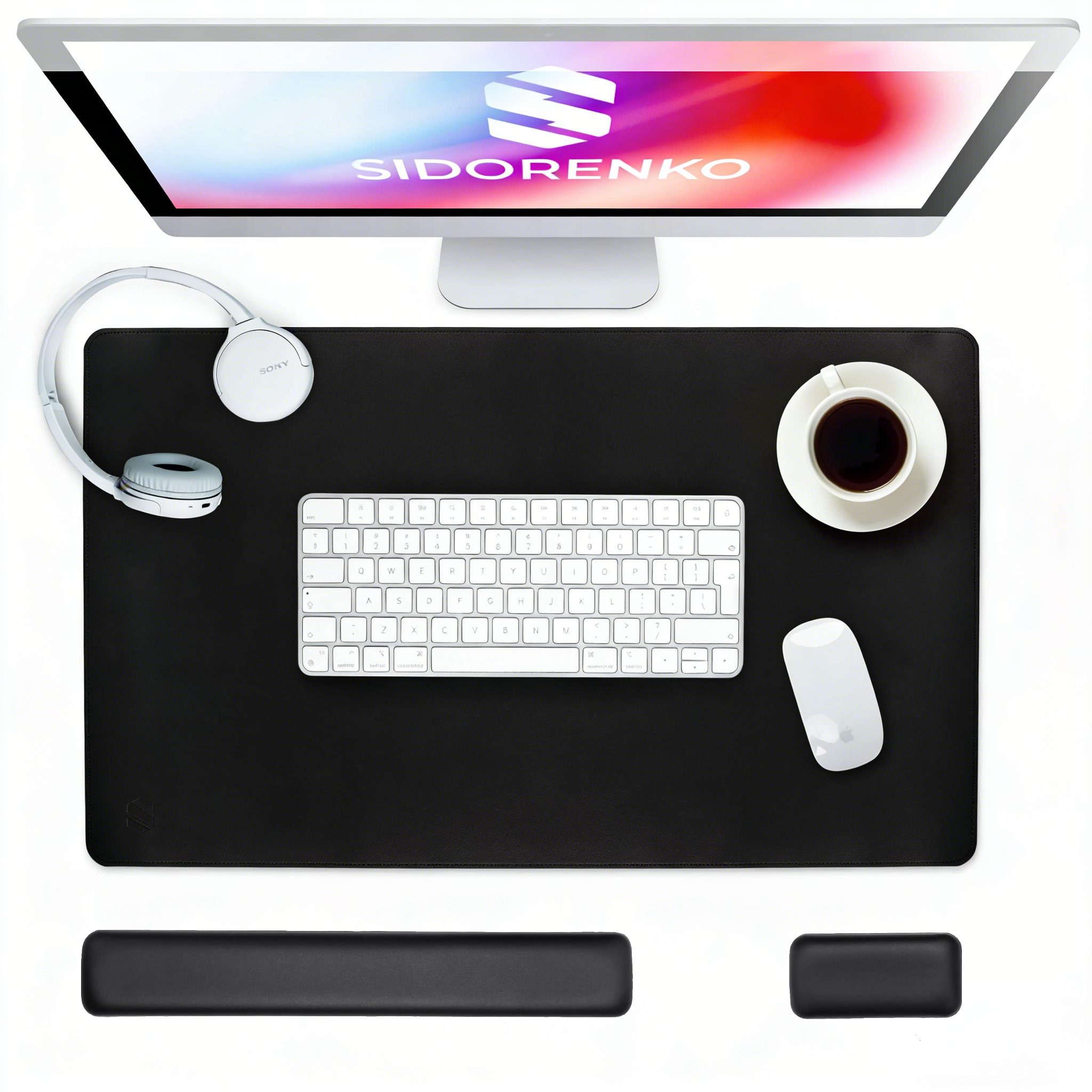 ibettertec Tastatur-Handballenauflage Handgelenkauflage Tastatur Keyboard, Ergonomische Haltung,900×400mm (für Tastatur und Maus,rutschfeste, Schwarz,für Büro/Home,Laptop Schreibunterlage, Tischschutz Unterlage), Mauspad 3 Set,Schreibtischunterlage,PU-Leder,Memory Foam,Wasserdicht
