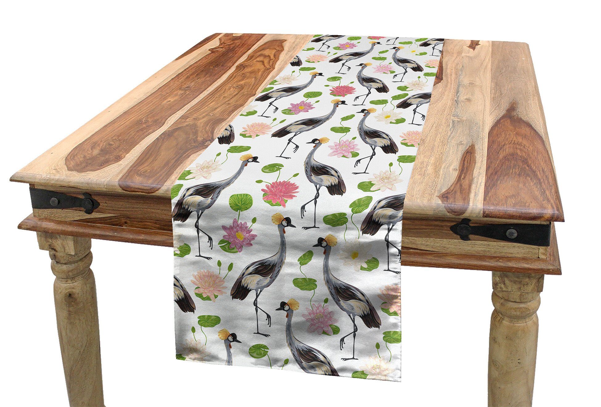 Abakuhaus Tischläufer Esszimmer Küche Rechteckiger Dekorativer Tischläufer, japanisch Oriental Vogel-Motiv