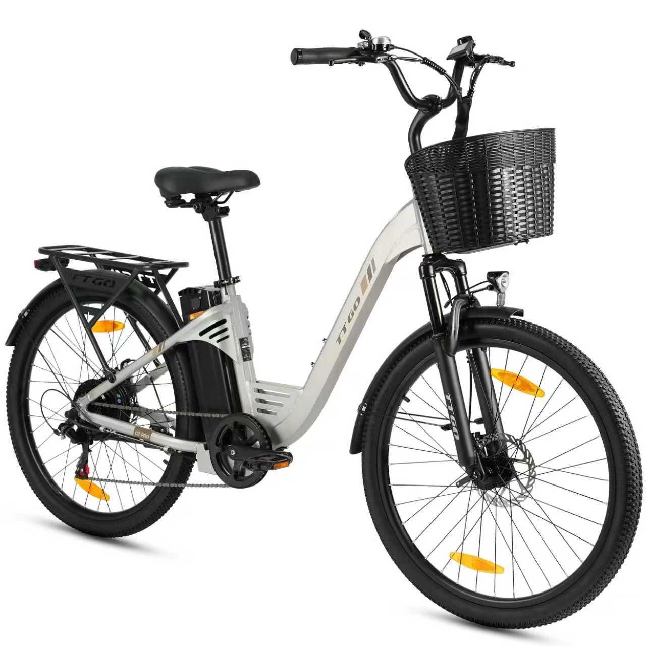 TTGO E-Bike Cityrad C2-Pro Faltbares 648WH Pedelec, 36V 18 AH 120 km Reichweite E-Fahrrad, Kettenschaltung, Heckmotor, 648 Wh, Cityrad 7 Gang Shimano,Scheibenbremsen, Kettenschaltung