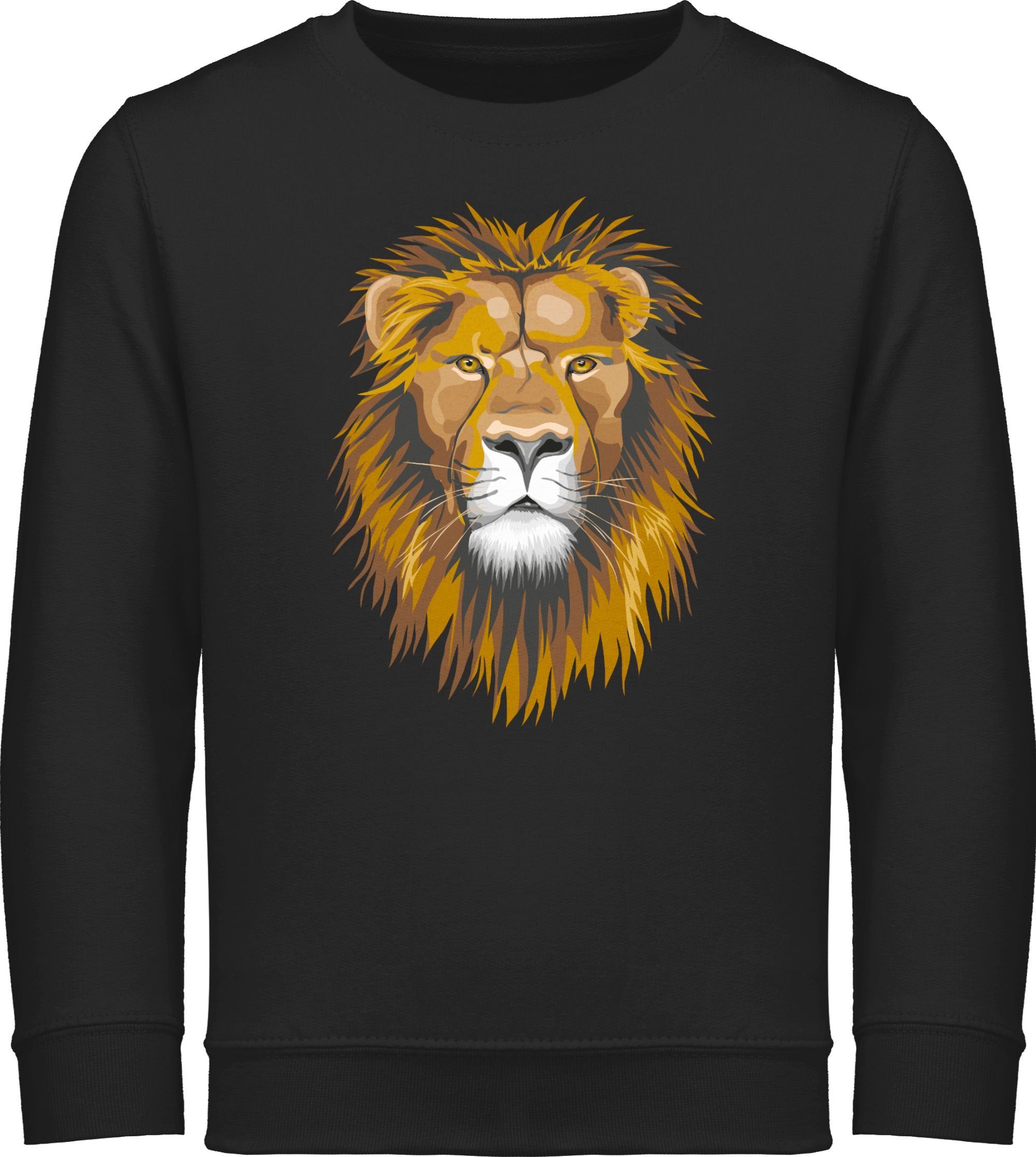 Shirtracer Sweatshirt Löwe Tiermotiv Animal Print 1 Schwarz