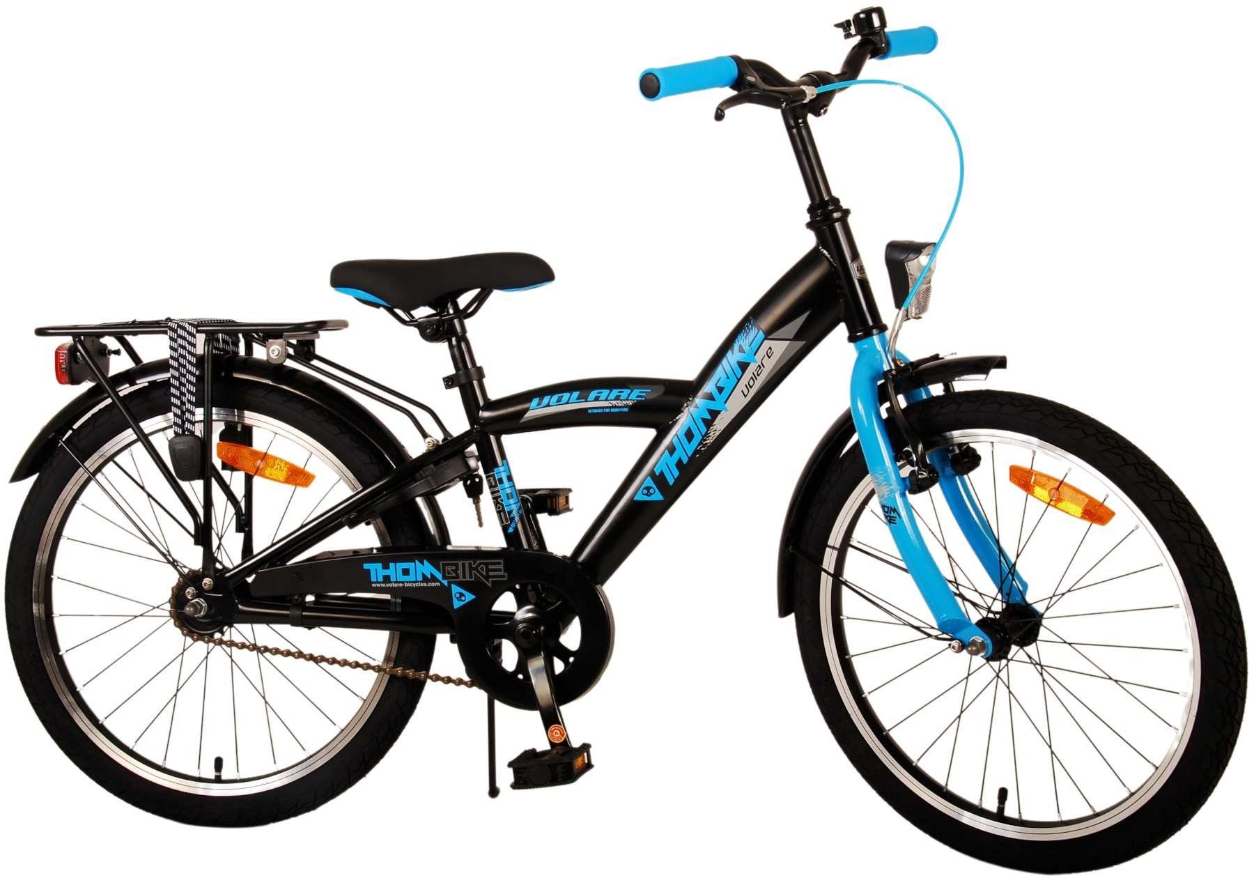 Volare Kinderfahrrad Thombike - Jungen - 20, 24 oder 26 Zoll -bis 60 kg-85% zusammengebaut, Luftbereifung, 6 - 12 Jahre, Aluminiumfelgen schwarz-blau