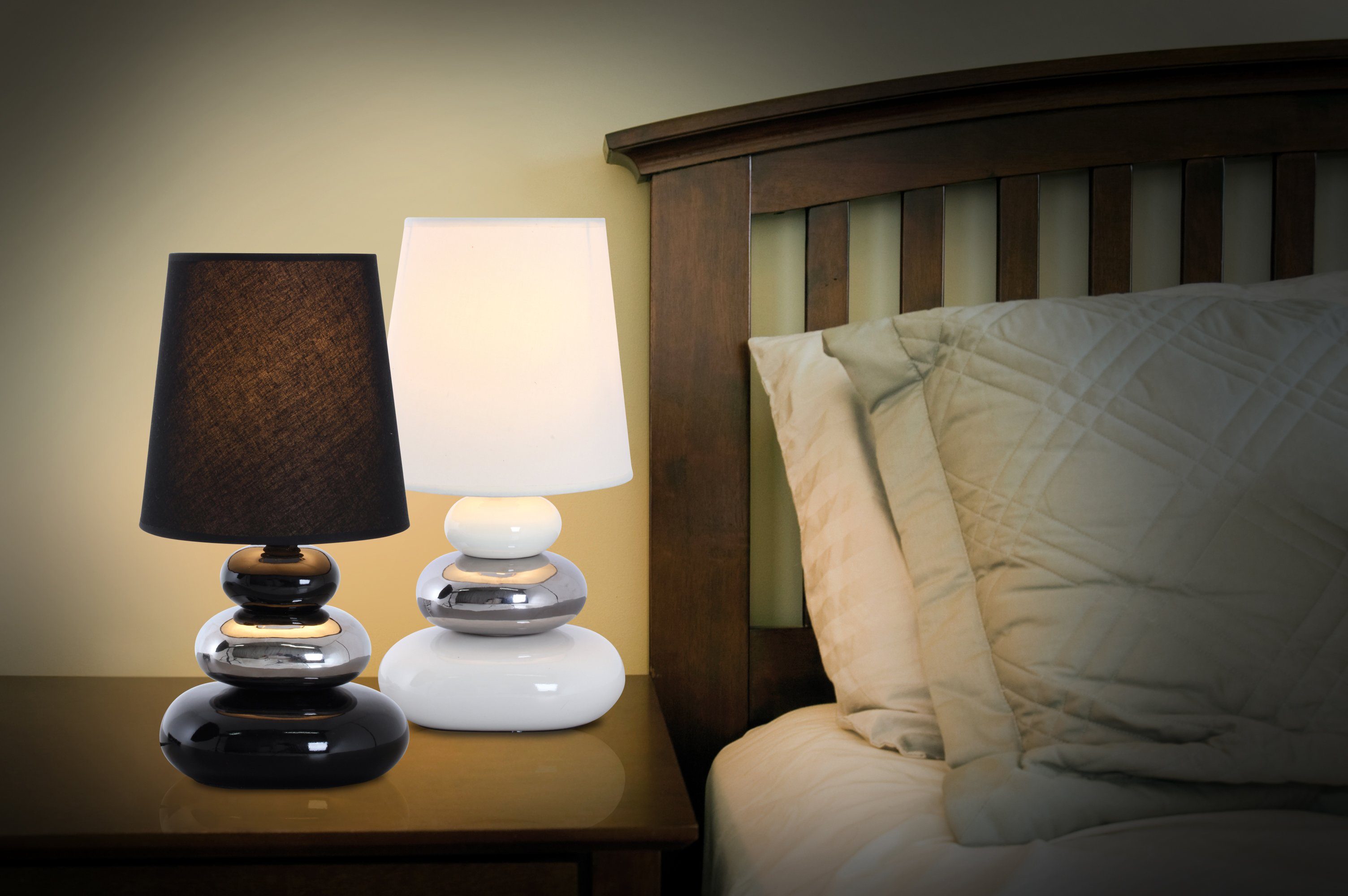 näve Tischleuchte Stoney, ohne Leuchtmittel, mit Keramikfuß und Textilschirm, 1xE14/max.40W