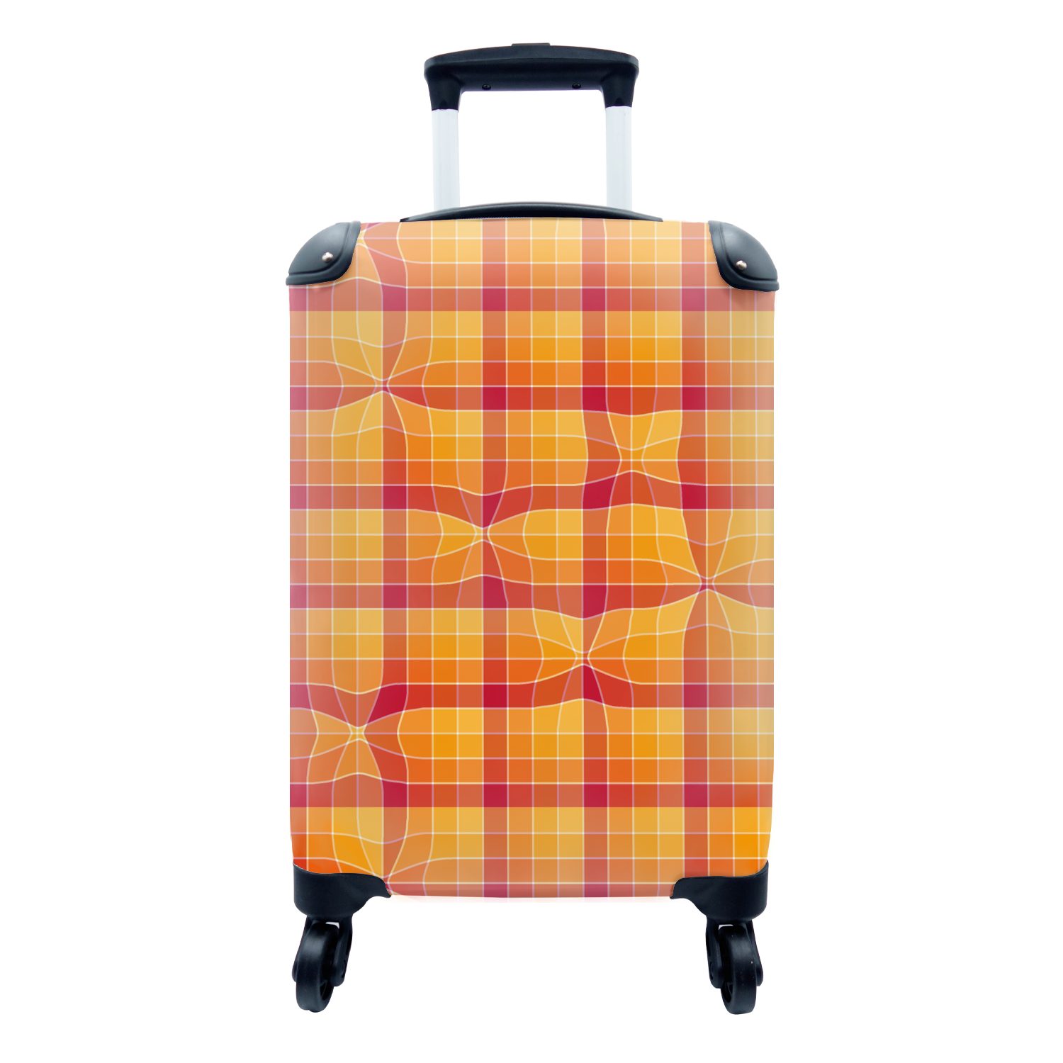 MuchoWow Handgepäckkoffer Orange - Muster - Abstrakt, 4 Rollen, Reisetasche mit rollen, Handgepäck für Ferien, Trolley, Reisekoffer