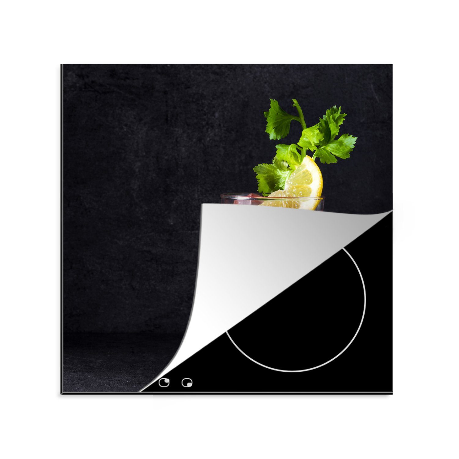 MuchoWow Herdblende-/Abdeckplatte Induktionsschutz - Glas - Cocktail - Alkohol, Vinyl, (1 tlg), 78x78 cm, Ceranfeldabdeckung, Arbeitsplatte für küche