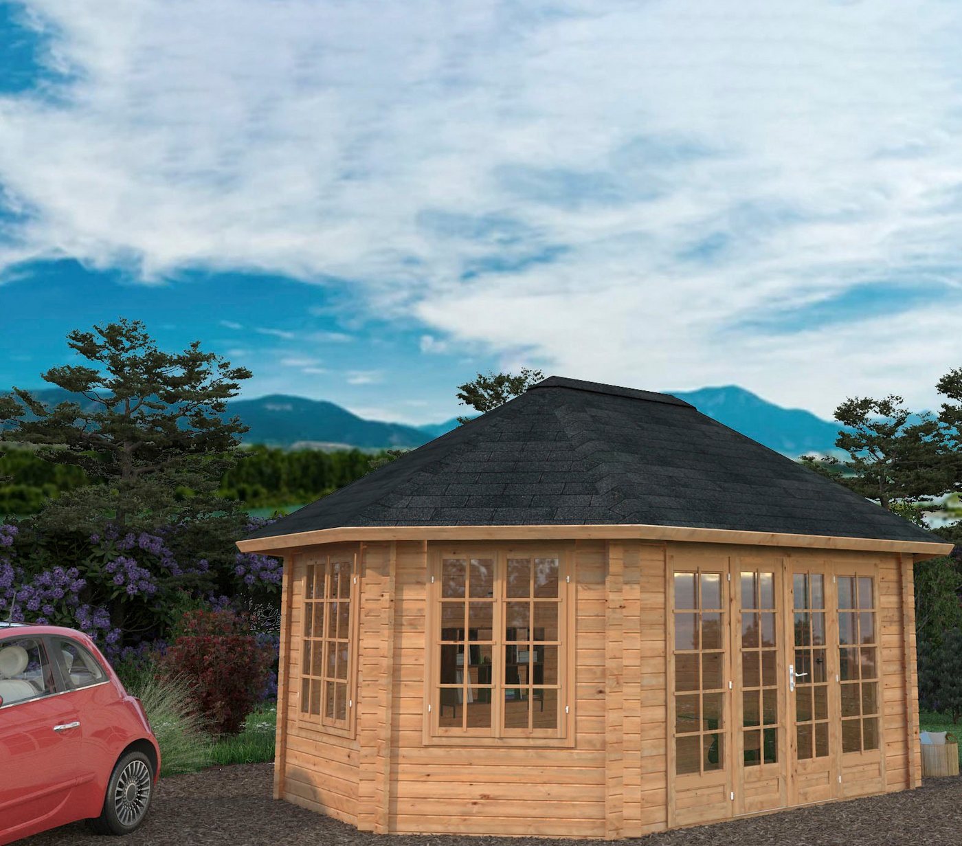 Thumbnail - Palmako Gartenhaus Pavillon Hanna, BxT: 653x503 cm, hellbraun