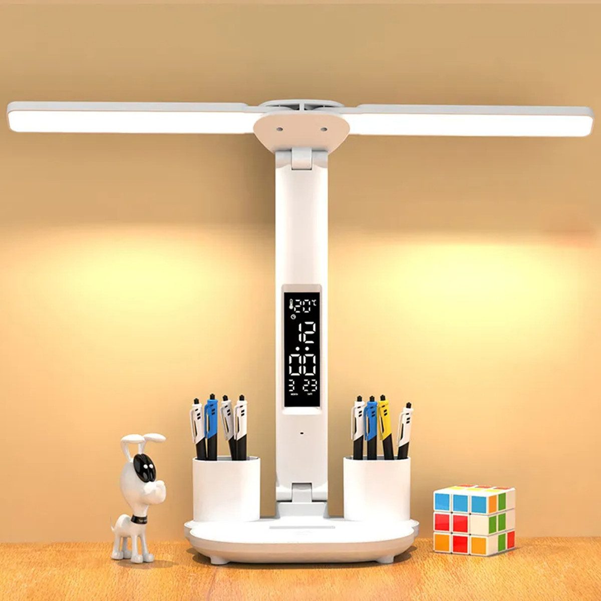 Insma LED Schreibtischlampe Doppelkopf Tischlampe USB günstig online kaufen