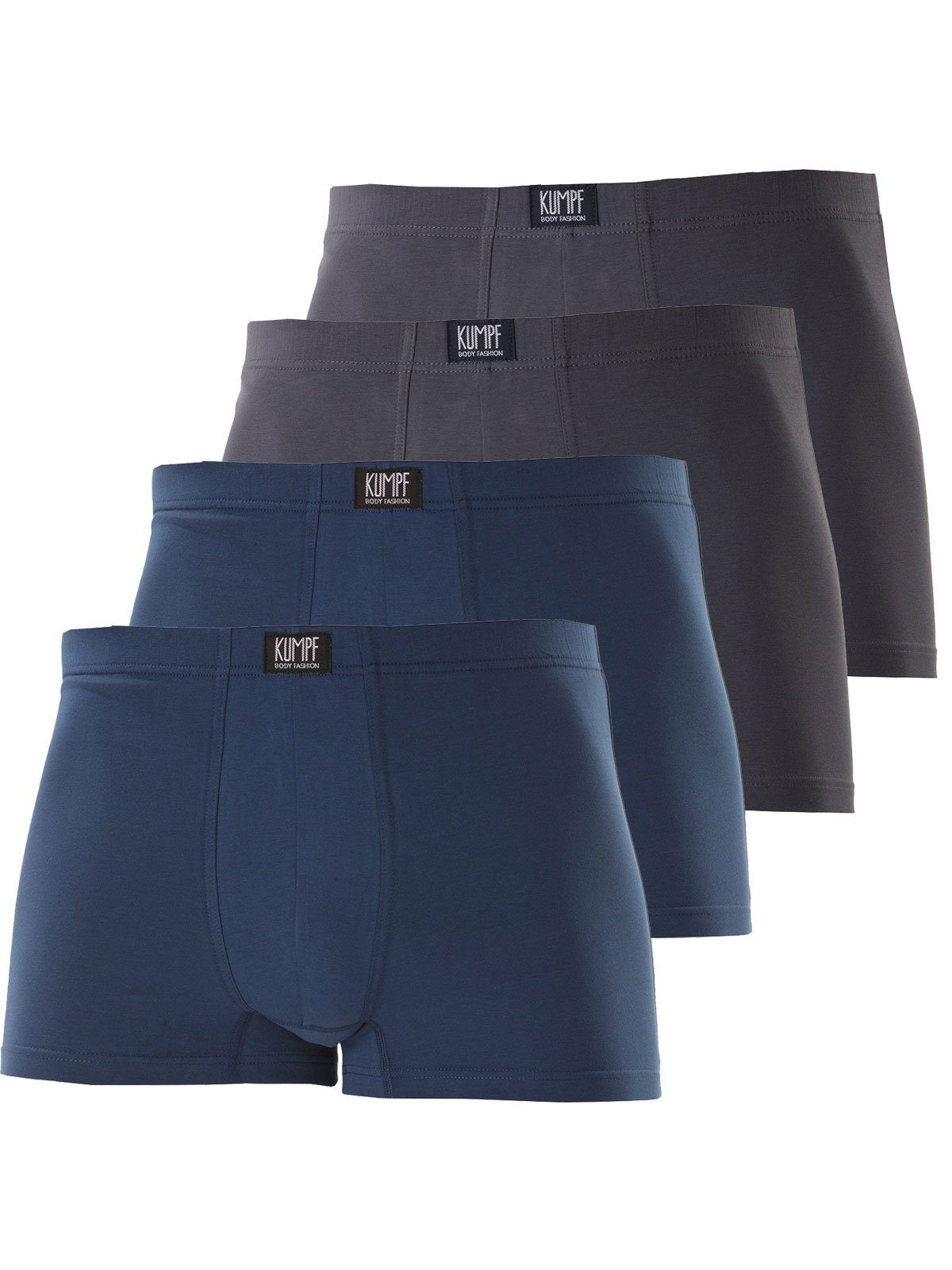 KUMPF Retro 4er Cotton Pants mittelgrau Bio Pants 4-St) (Spar-Set, hohe Herren Markenqualität Sparpack darkblue