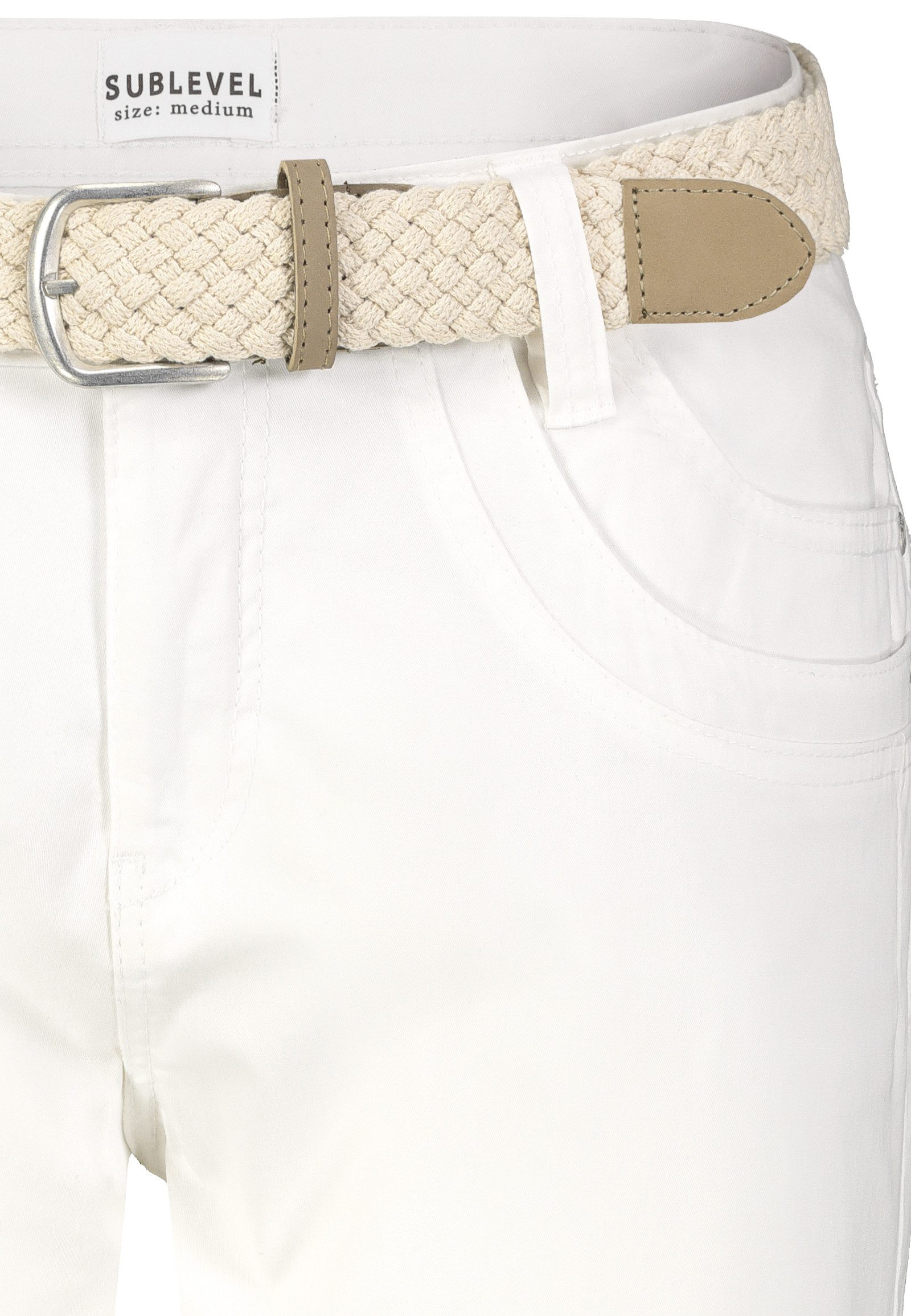 SUBLEVEL Bermudas Damen Short Bermuda 3/4 Hose Sommer Chino Stoff Hose mit Gürtel Capri