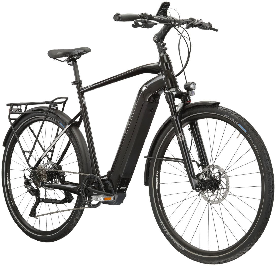 Kross E-Bike Trekkingrad E-Trekkingrad Trans Hybrid 6.0 28 Zoll schwarz - Shimano Mittelmotor, 10 Gang Shimano DEORE XT T8000 Schaltwerk, Kettenschaltung, Mittelmotor, 630 Wh, SHIMANO 36 V/250 W DU-E6110, Mittelmotor