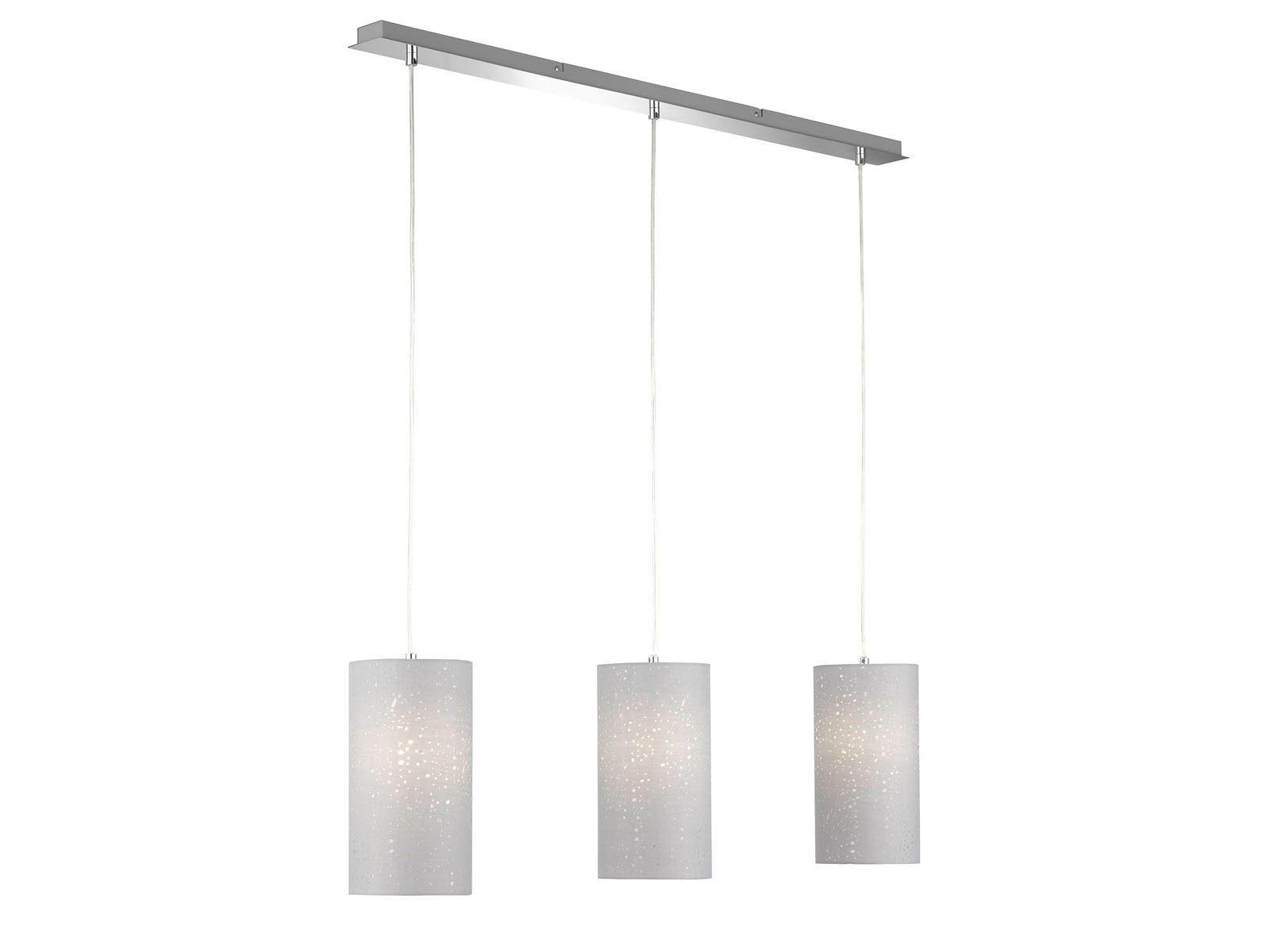 FISCHER & HONSEL LED Pendelleuchte, Dimmfunktion, LED wechselbar, Warmweiß, Designklassiker Zylinder Stoff-Schirm 3 flammig hängend 110cm lang