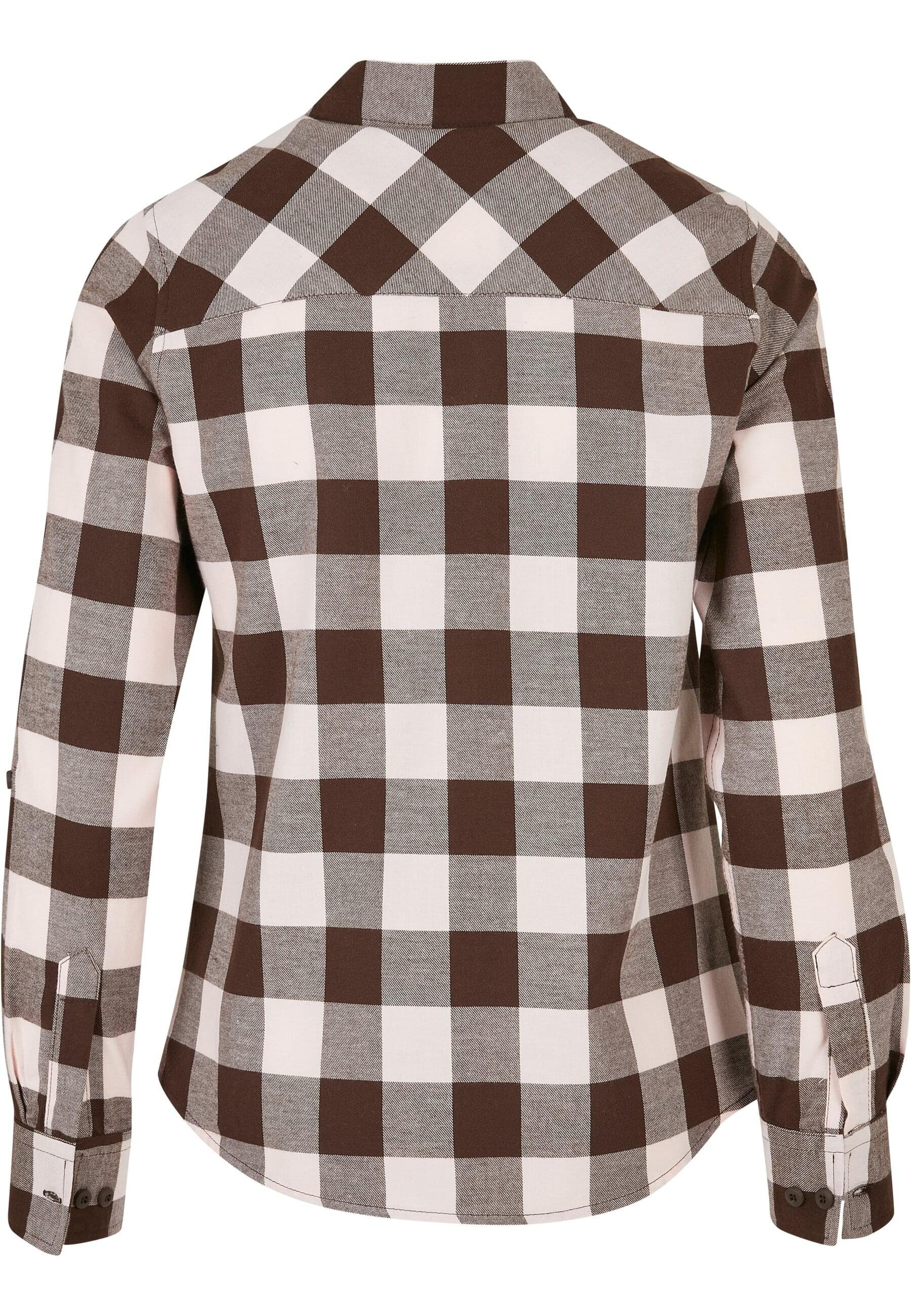 Damen Ladies CLASSICS Flanell pink-brown Shirt URBAN Checked (1-tlg) Langarmhemd Turnup