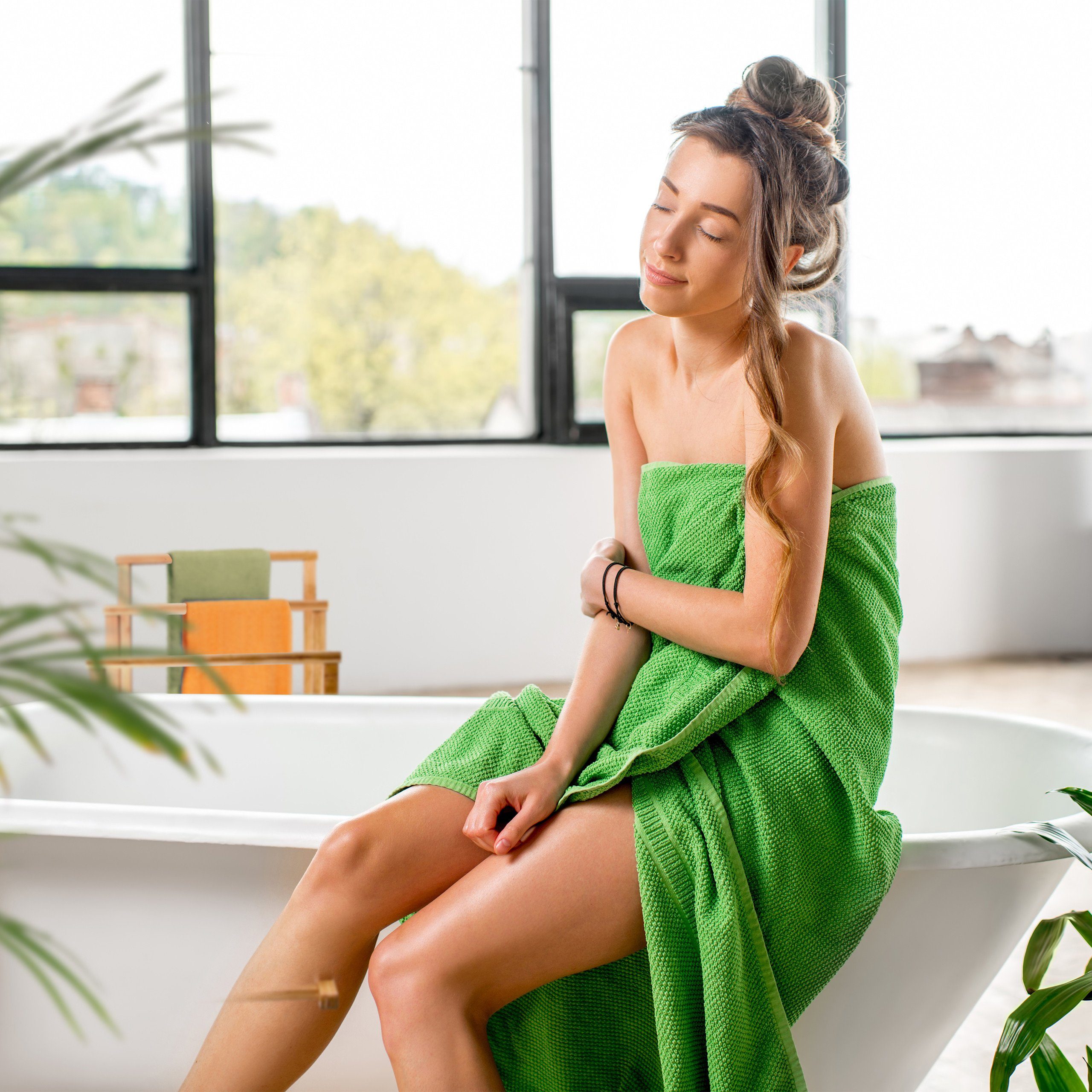 relaxdays Handtuchständer Bambus Handtuchhalter 3-fach