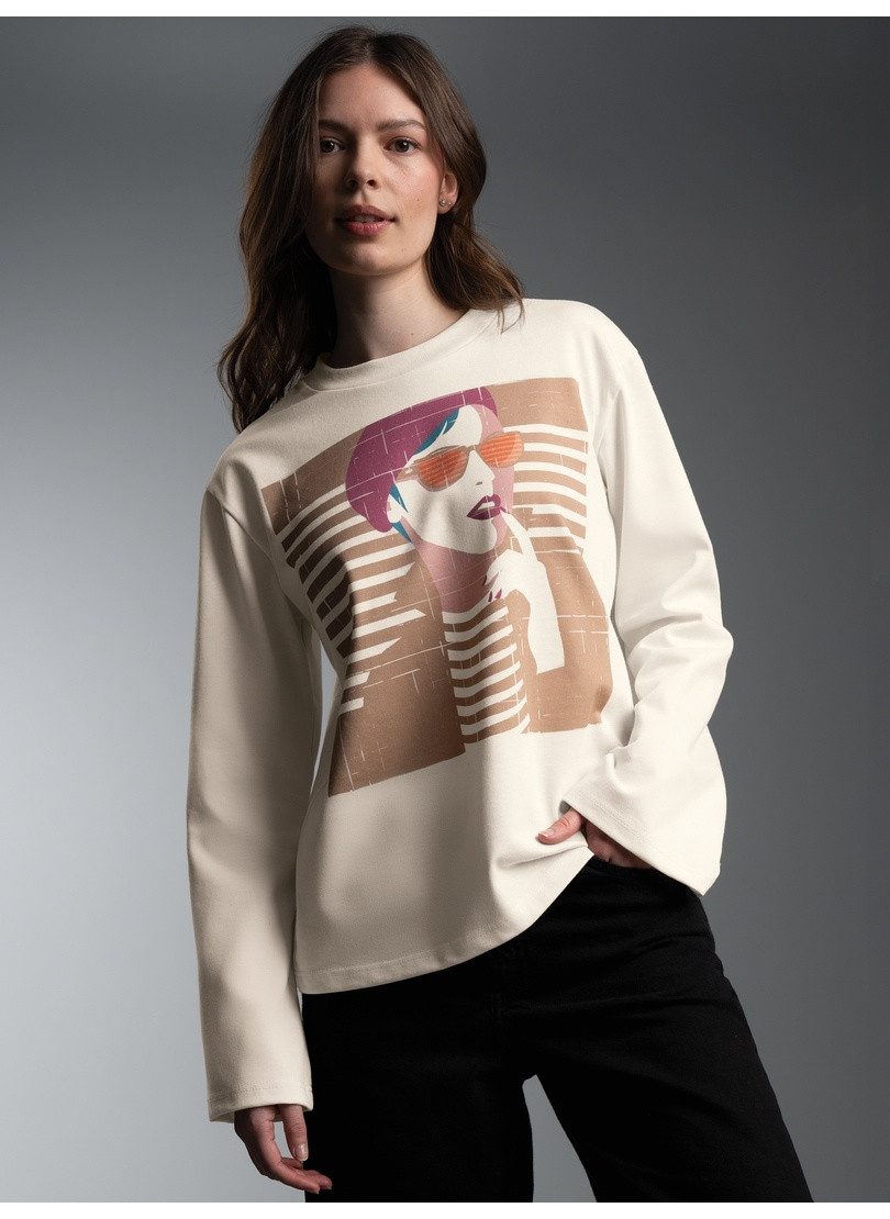 Trigema Longsleeve TRIGEMA Langarmshirt mit grafischem Print (1-tlg)