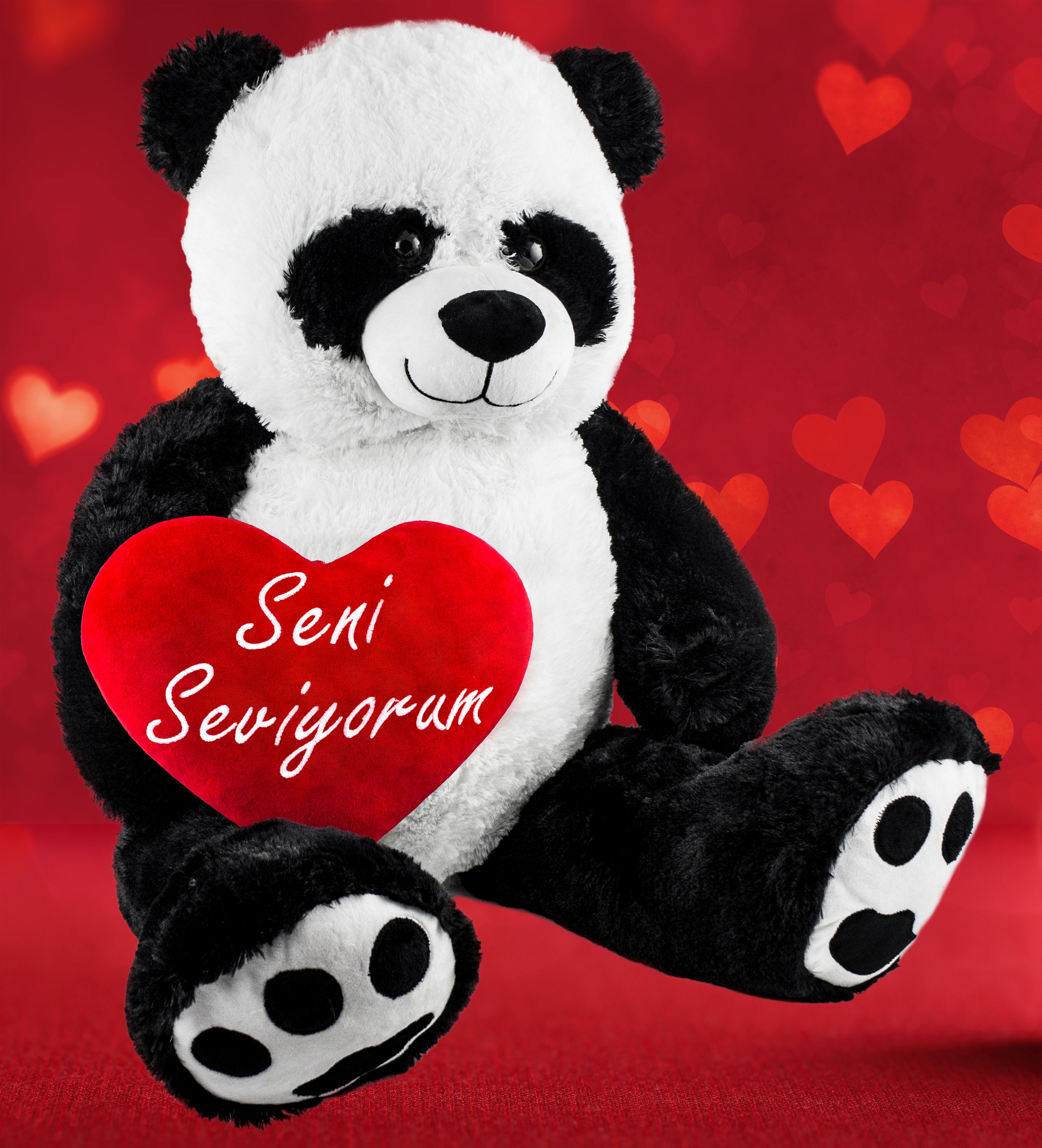 BRUBAKER Kuscheltier XXL Panda Teddy 100 cm mit Seni Seviyorum Herz (1-St., günstig online kaufen