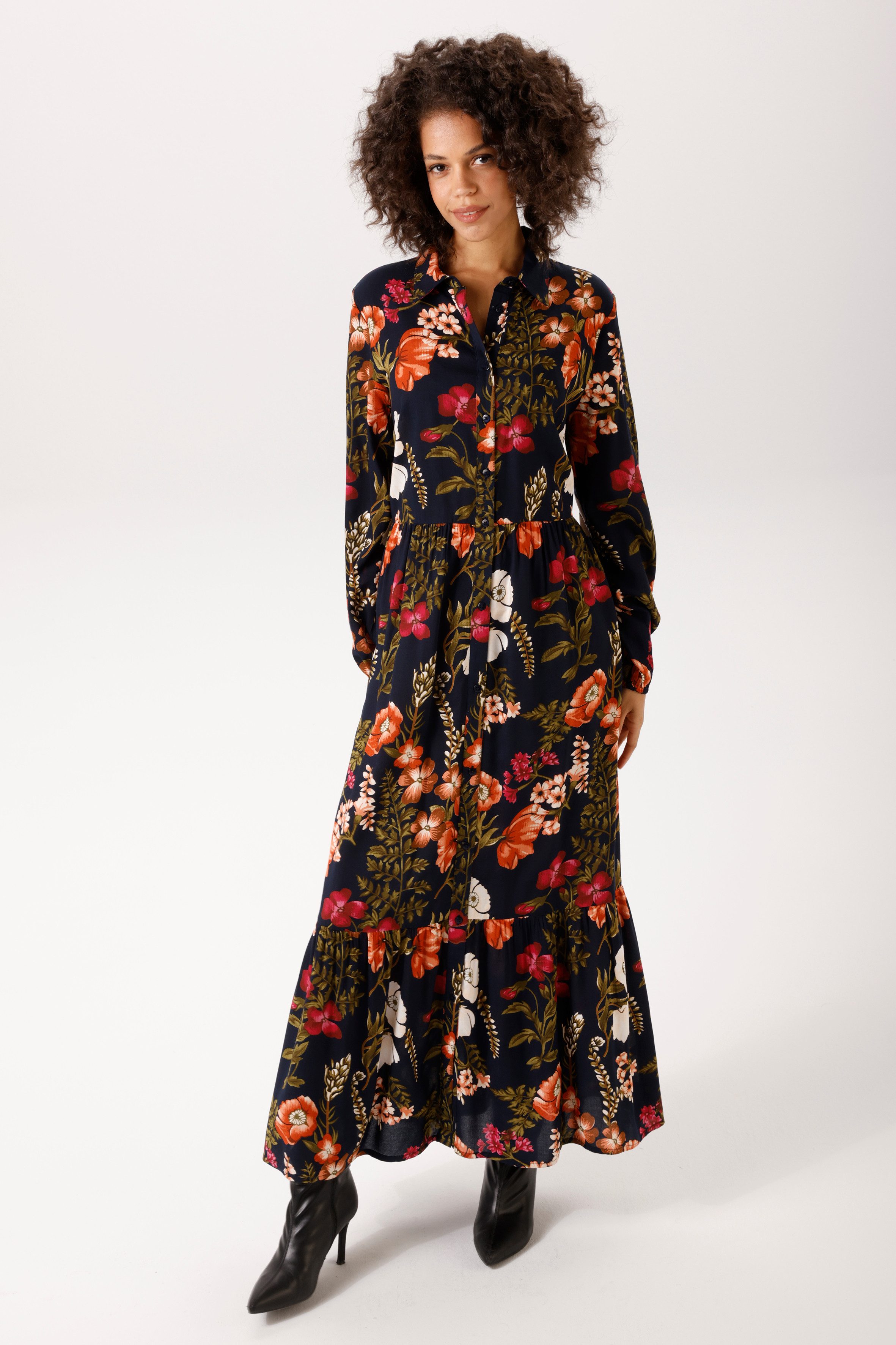 Aniston CASUAL Maxikleid mit farbenfrohen Blumendruck - jedes Teil ein Unikat - NEUE KOLLEKTION