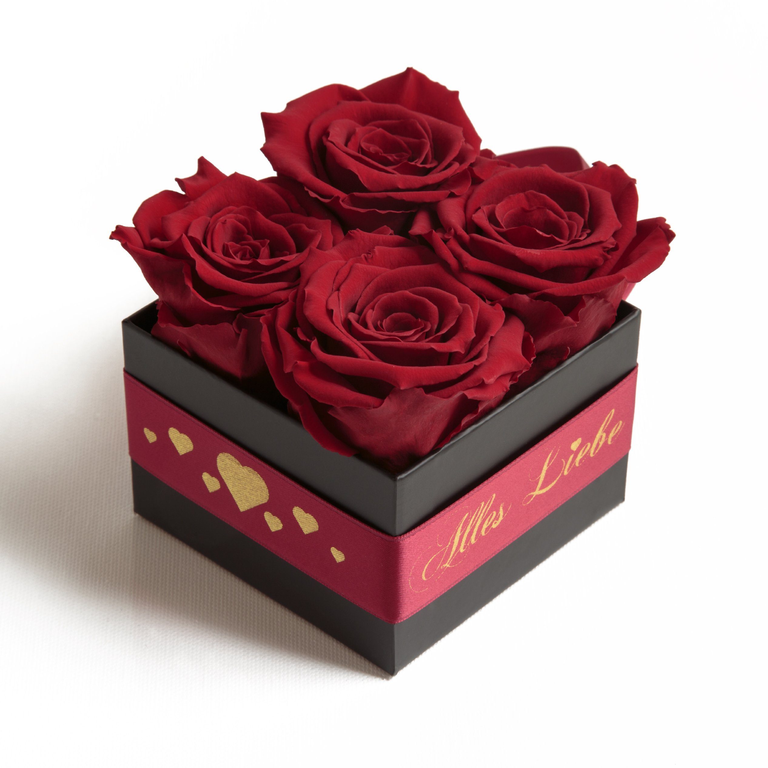 konservierte Geschenk cm, Burgundy 8,5 Höhe SCHULZ ROSEMARIE Rosenbox echte Rose, Kunstblumenstrauß Liebe Muttertag Heidelberg, Alles Rosen Blumen Infinity