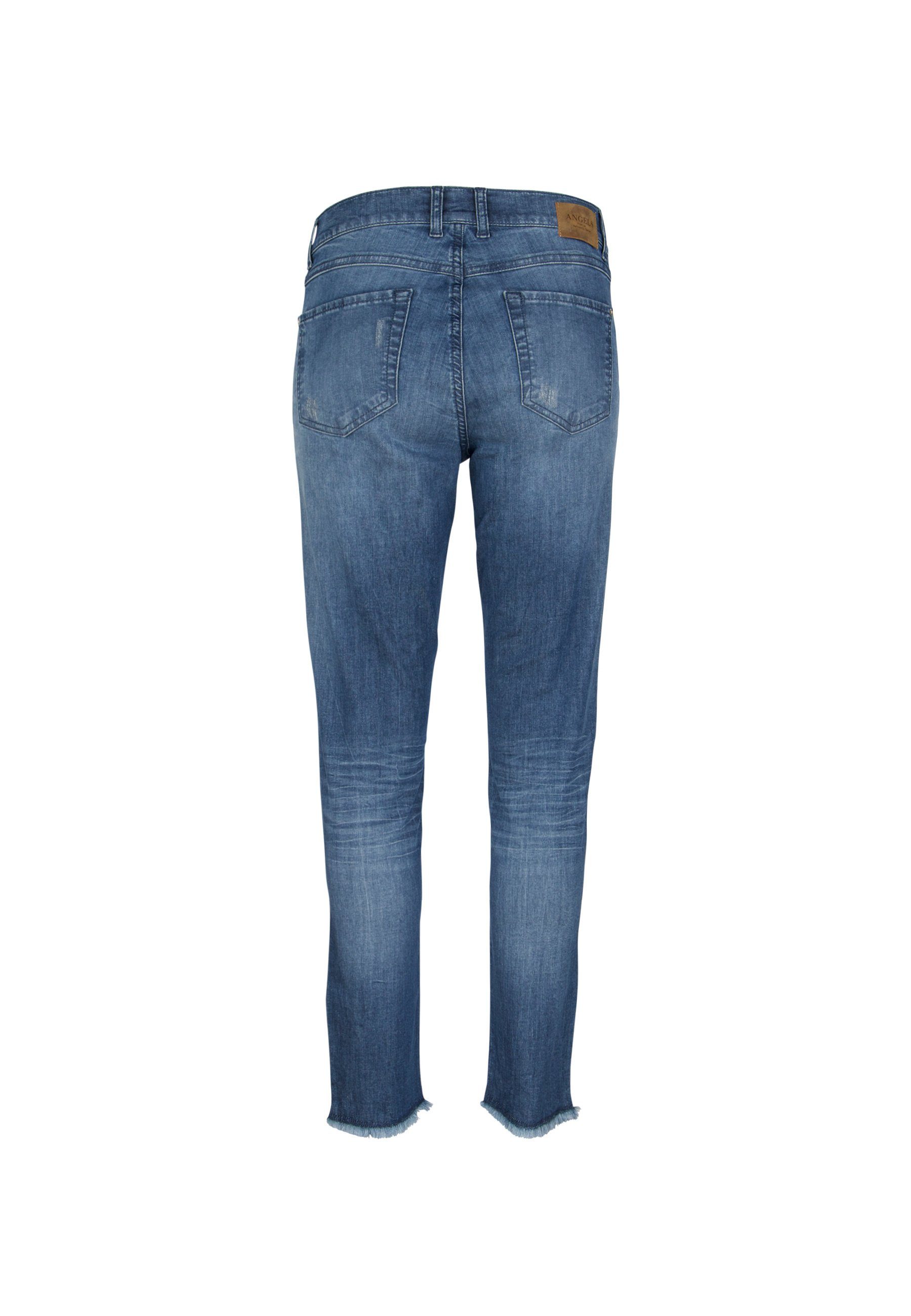 Label-Applikationen dunkelblau mit Ankle Slim-fit-Jeans Zip ANGELS Slim-Jeans Skinny Fringe